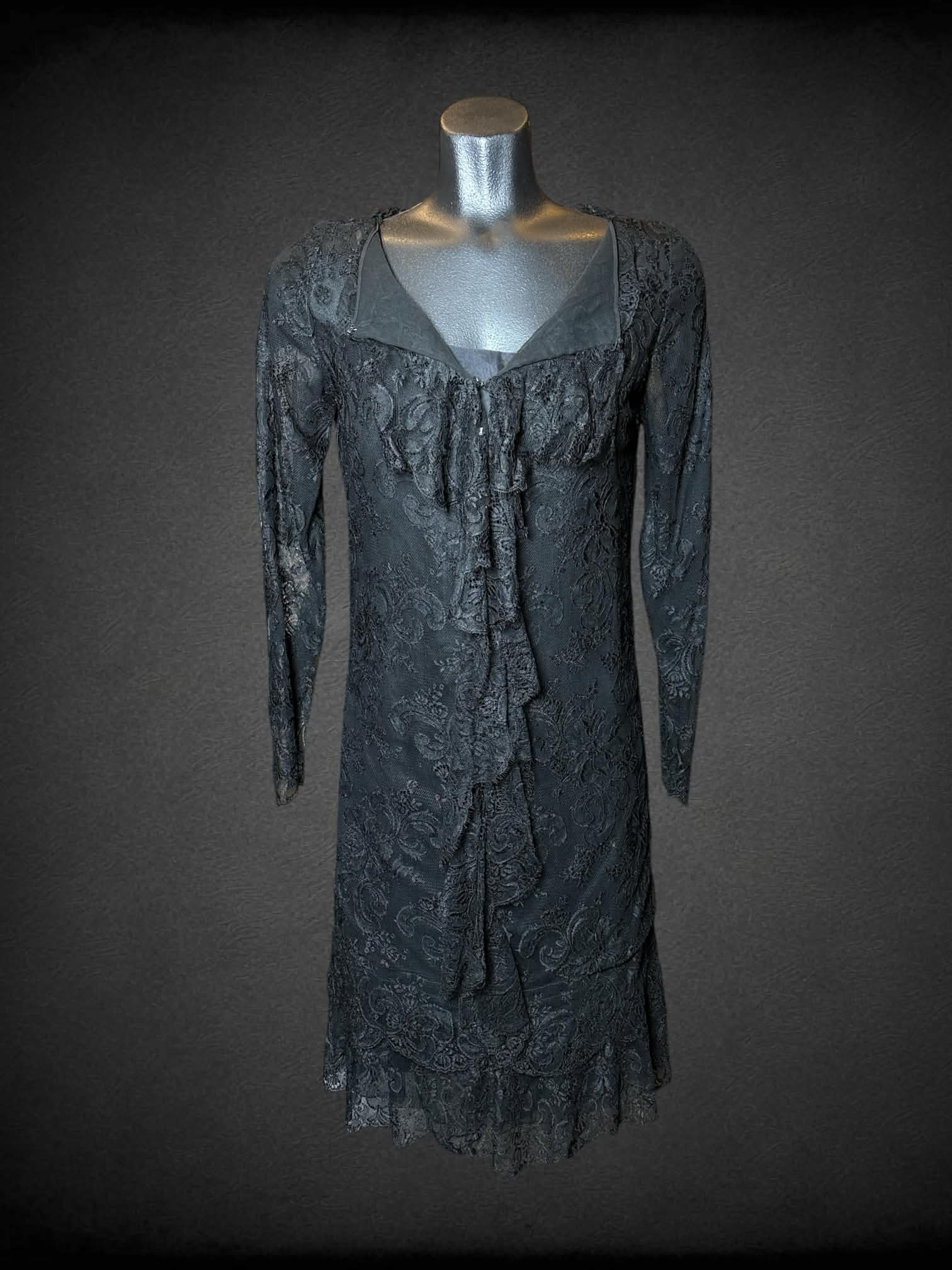 S Saks Fifth Avenue vintage black two-piece dress with lace outer laye – Witch Bitch Thrift