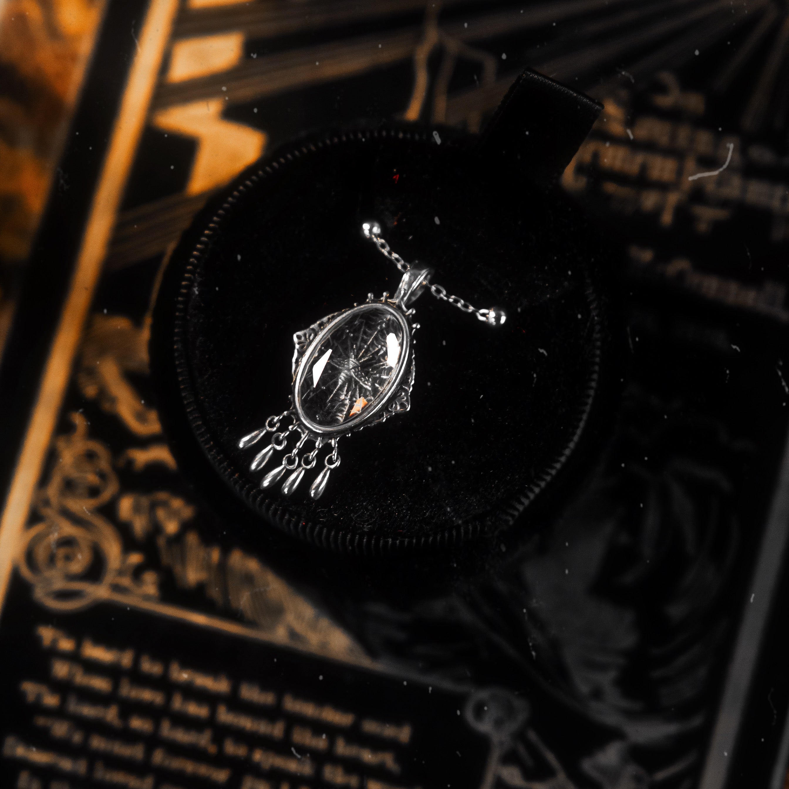 The "Ghost Moth Bride" Glass Casket Necklace