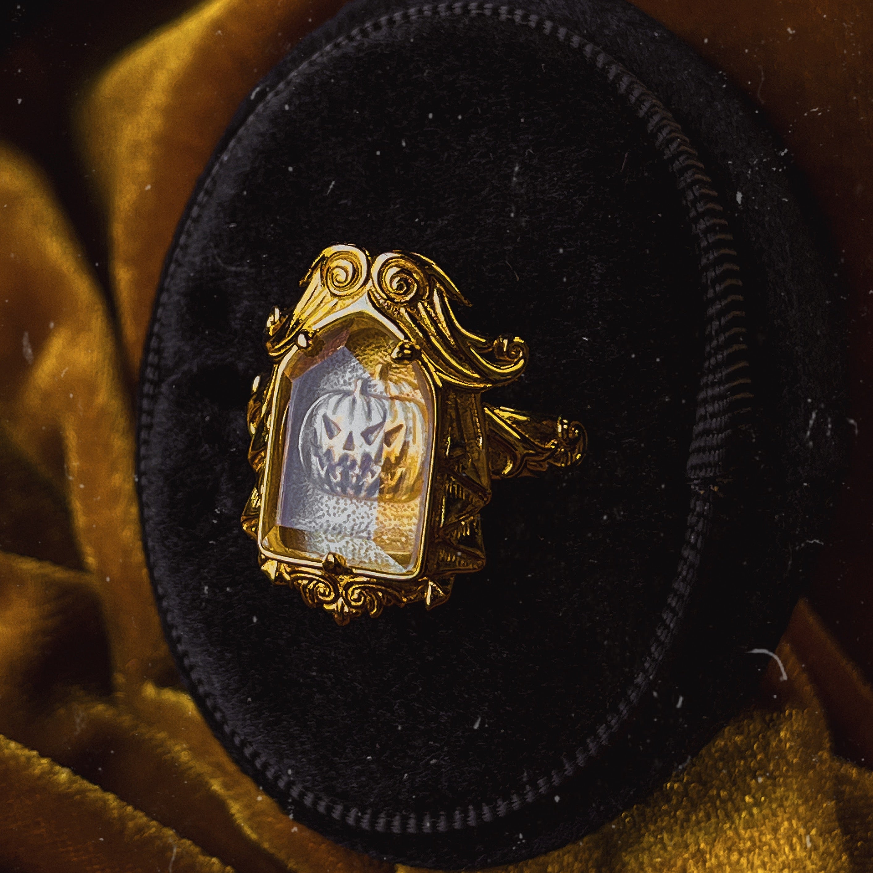 The GOLD "Sleepy Hollow” Glass Casket Ring
