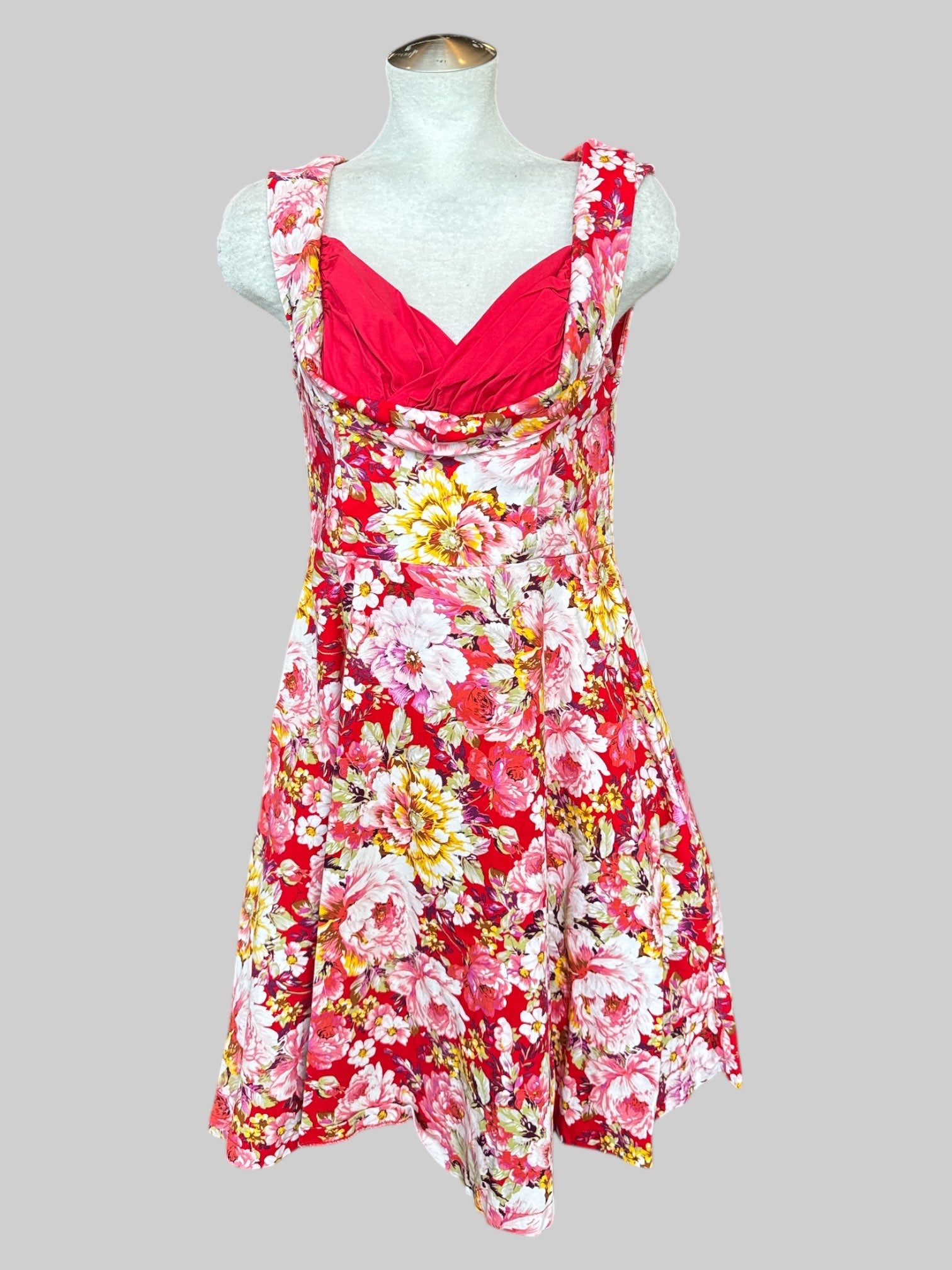 M Lindy Bop pin up pink multicolor floral dress – Witch Bitch Thrift