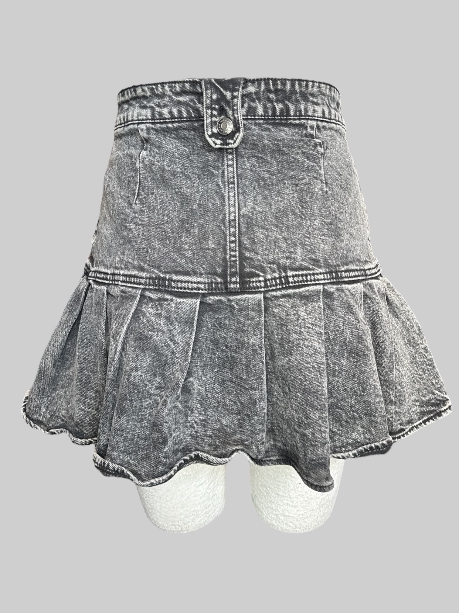 M Black washed short skirt with pleating and buttons