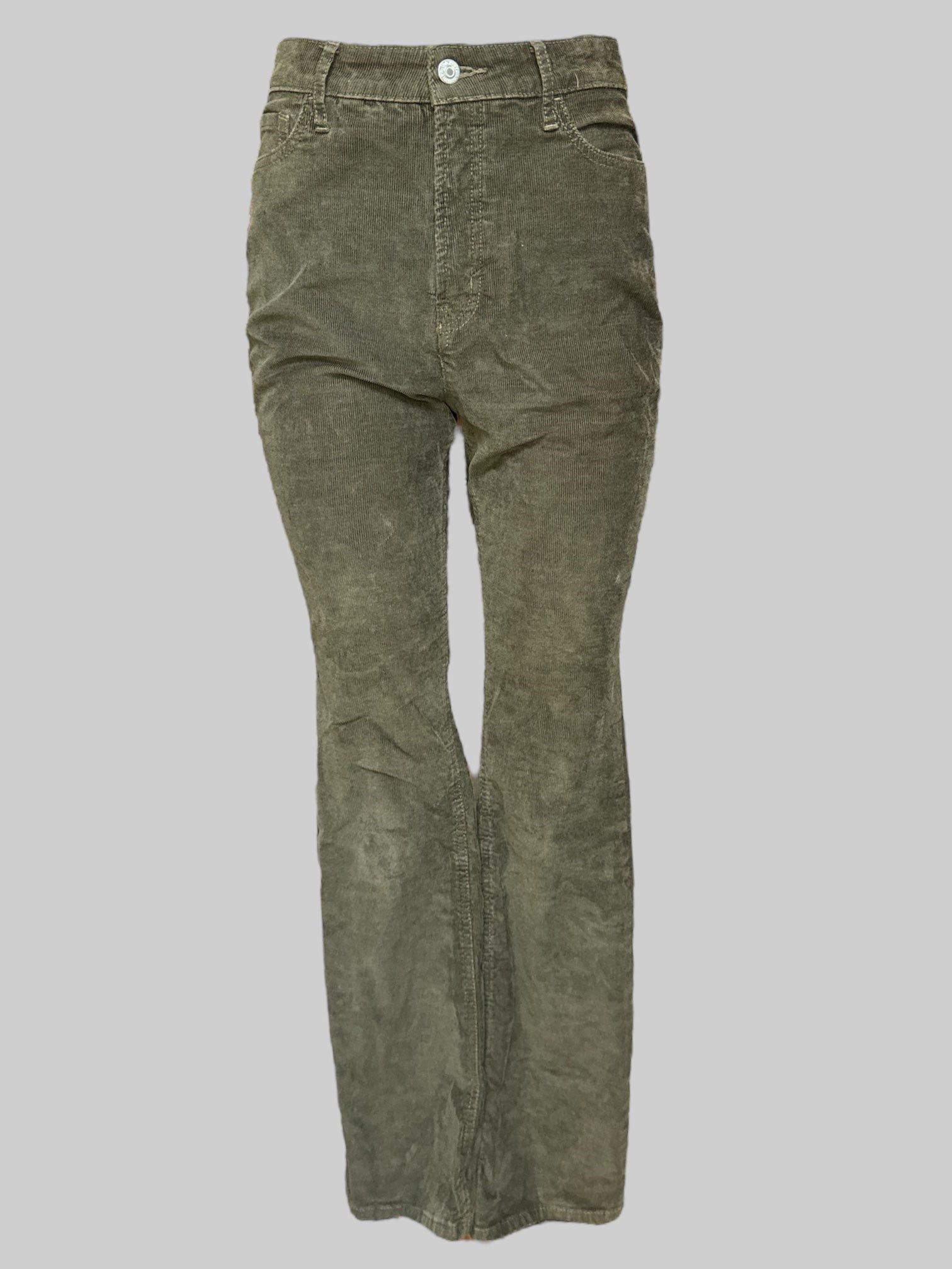 M Extra high-rise boot cut green corduroy pants
