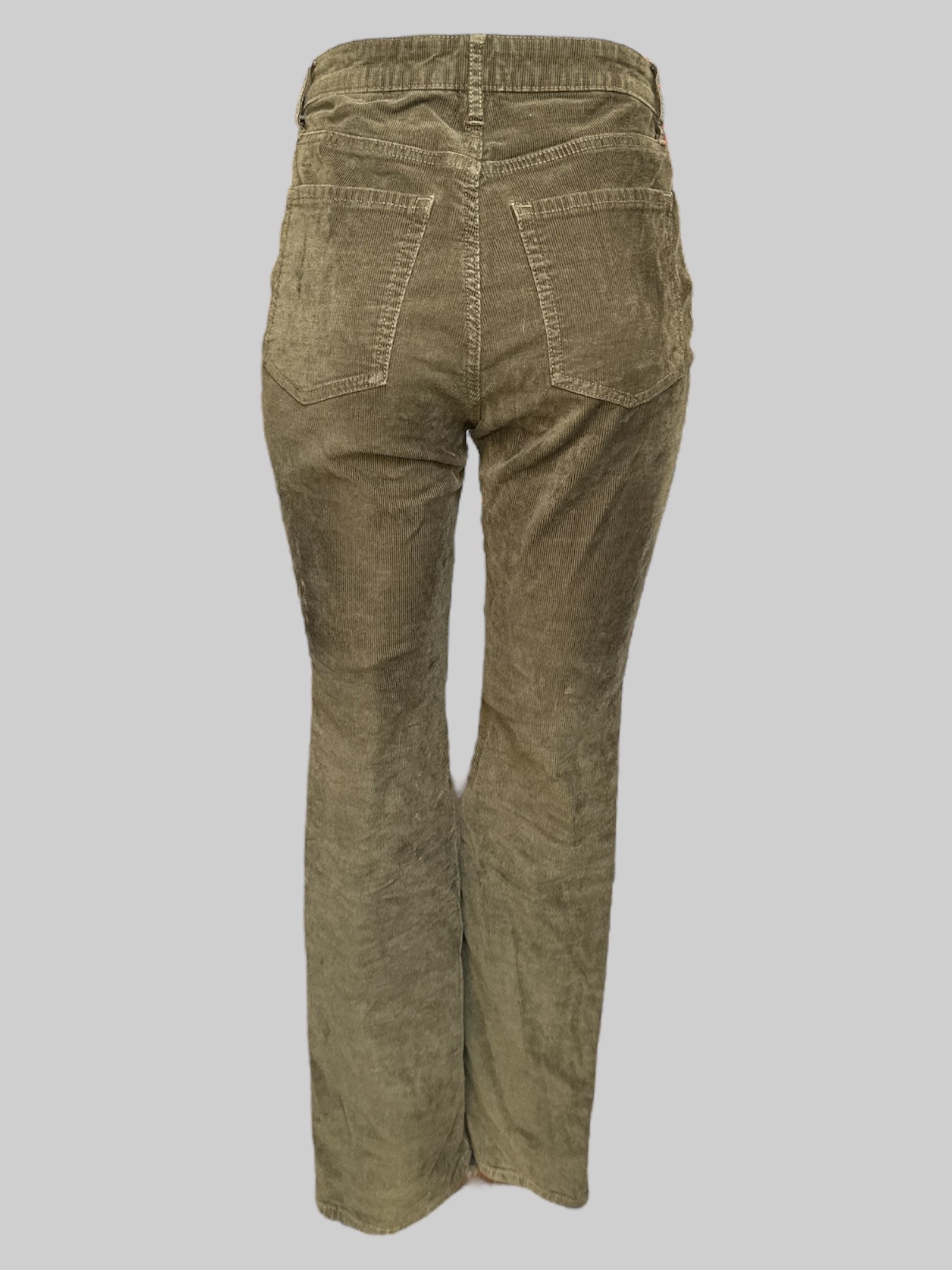 M Extra high-rise boot cut green corduroy pants