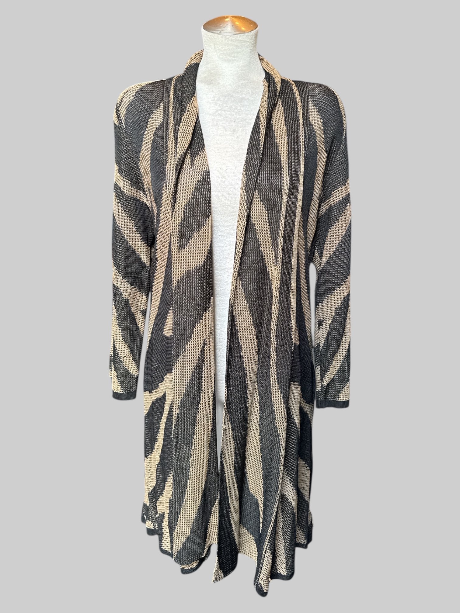 XL Brown and black striped flowy maxi cardigan
