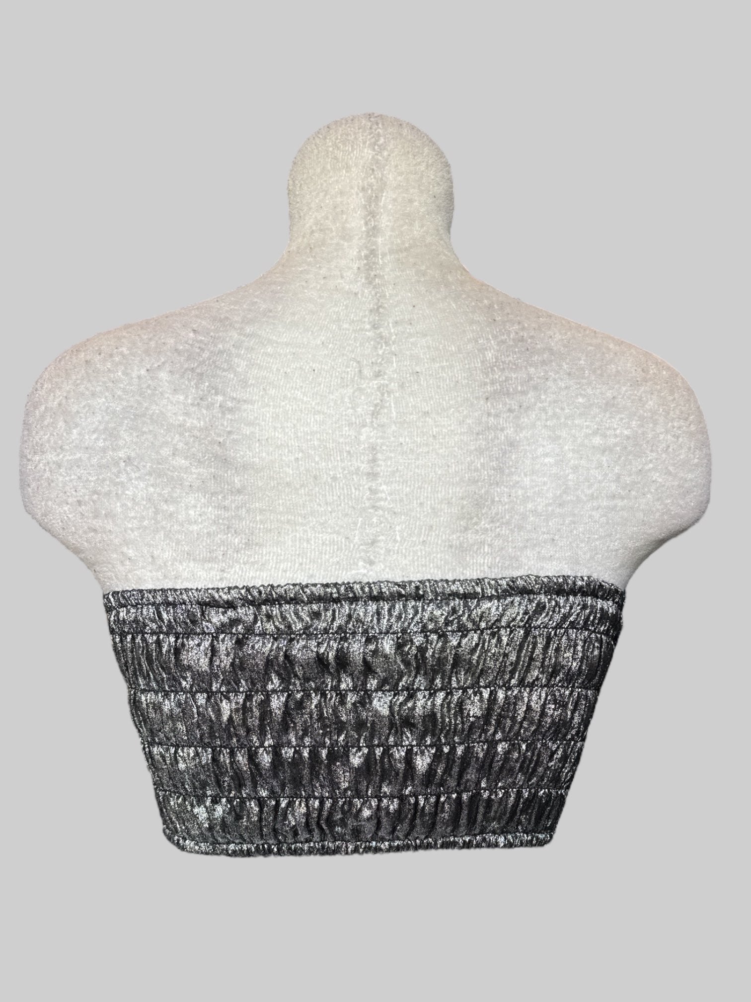 1X Silver shirred  crop top