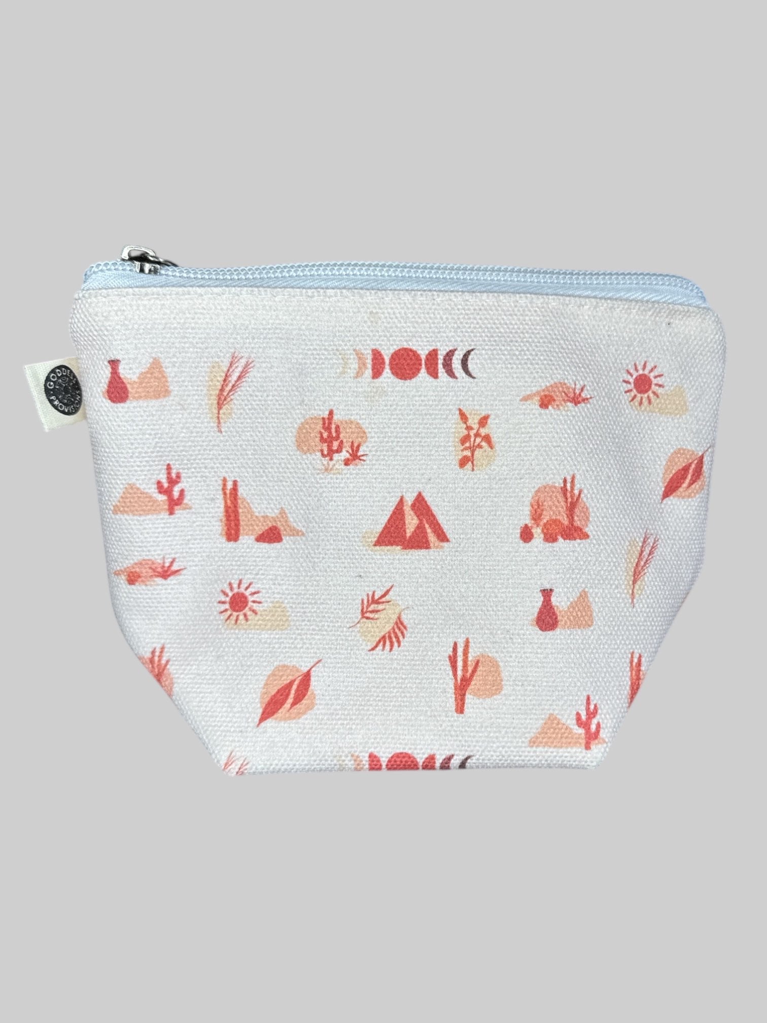 Canvas pouch with pink and orange nature designs