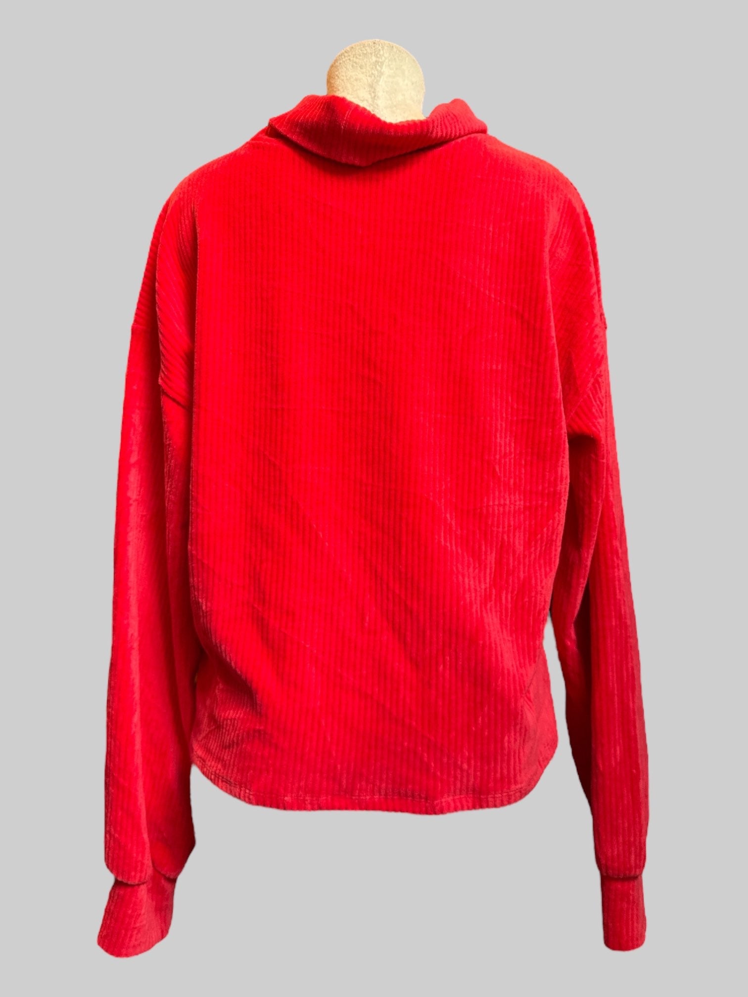 2X Red velour ribbed turtleneck