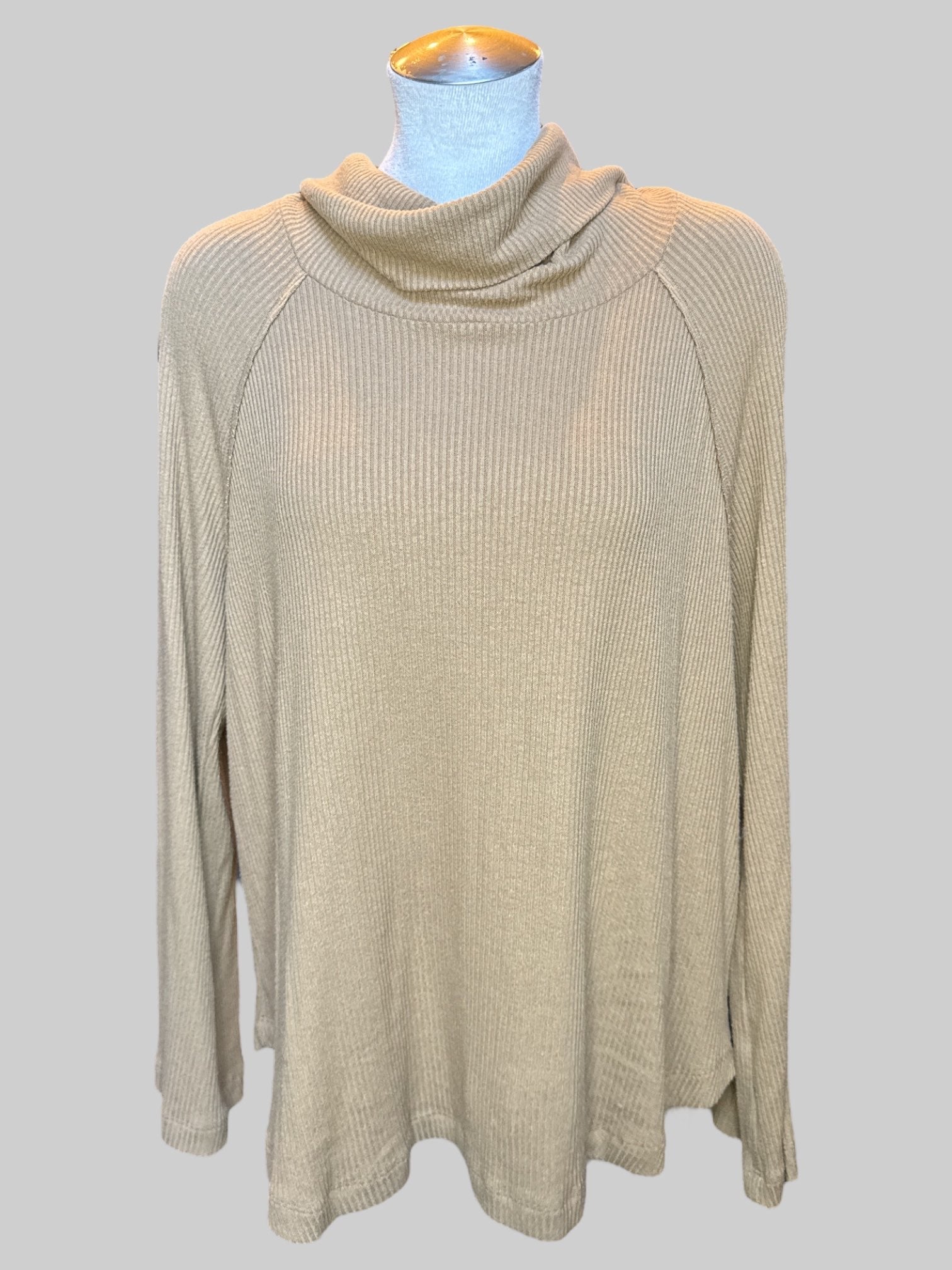 3X Michael Stars designer tan cowl neck top