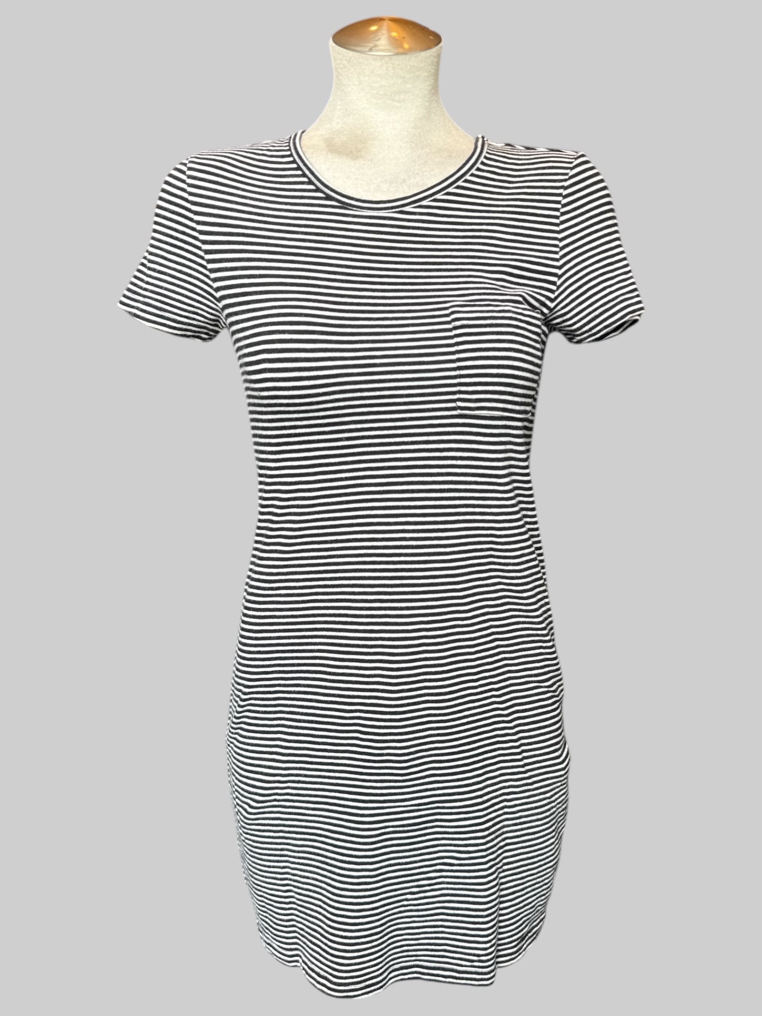 S Black and white striped T-shirt style dress