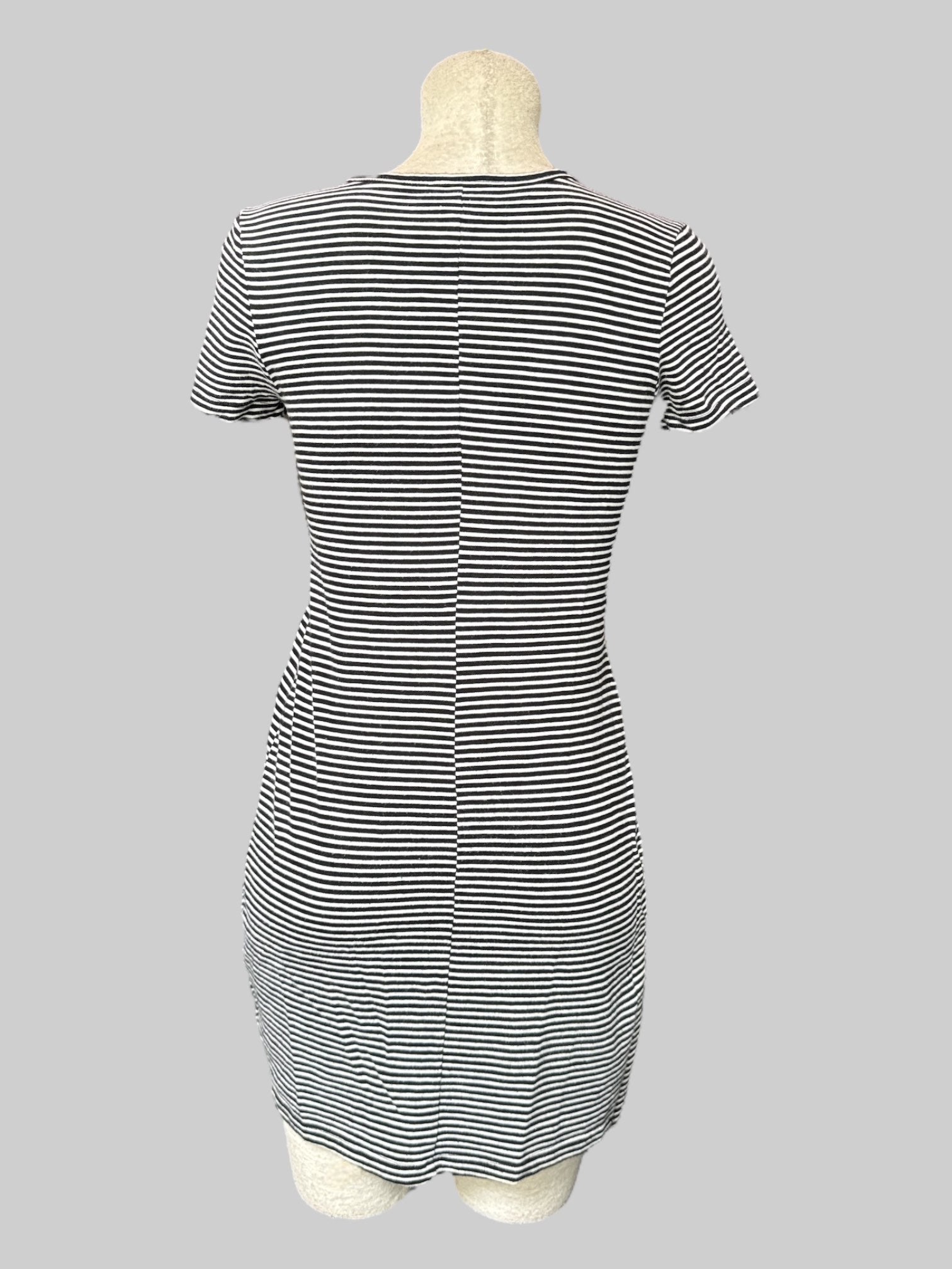 S Black and white striped T-shirt style dress