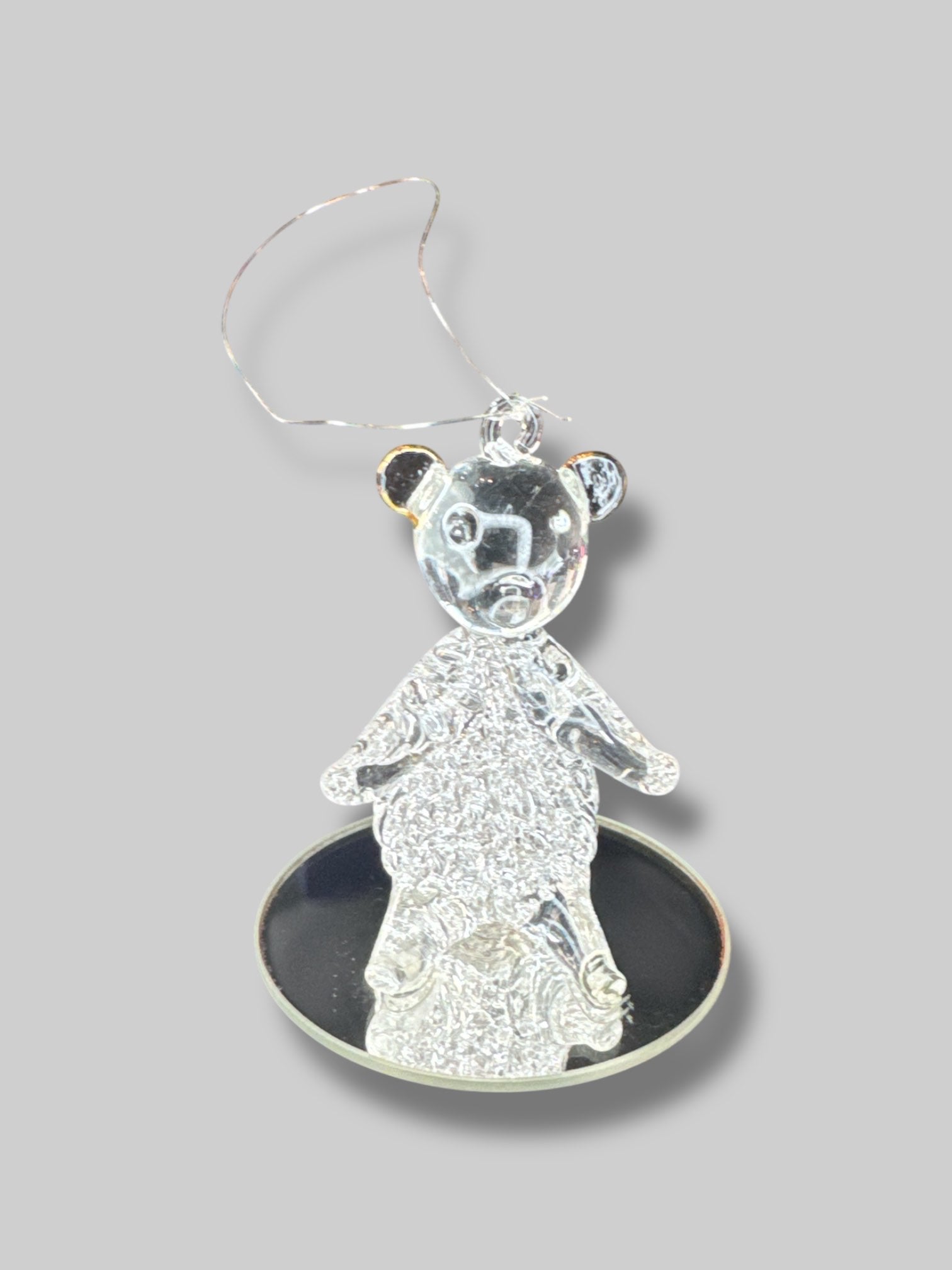 NWT Spun glass bear ornament with 24 karat gold plated detail details