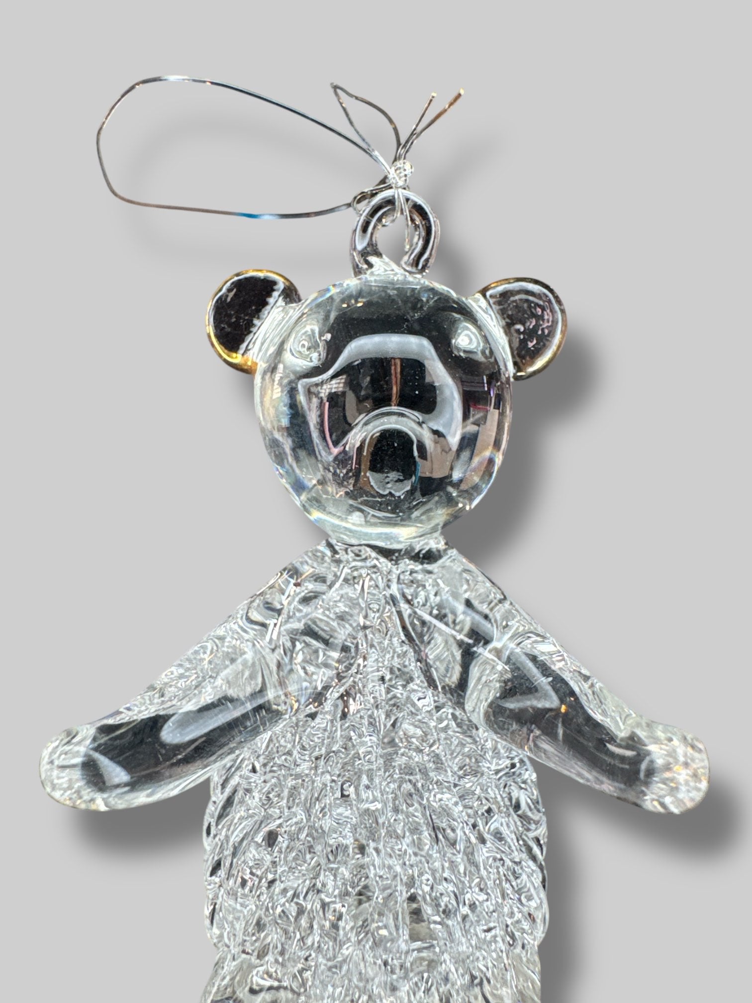 NWT Spun glass bear ornament with 24 karat gold plated detail details