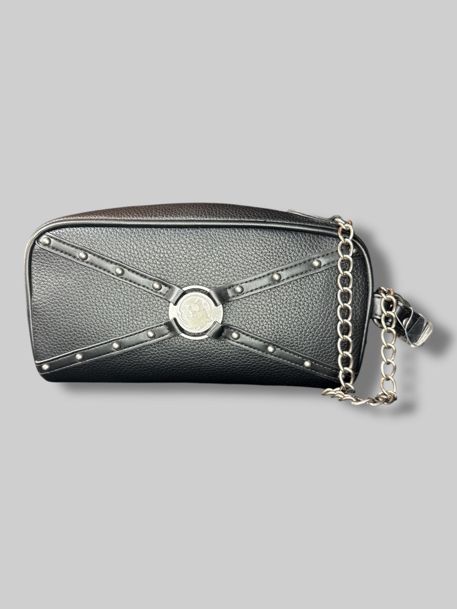 NWT black “The Witcher “bag with emblem on front, and decorative zipper chain