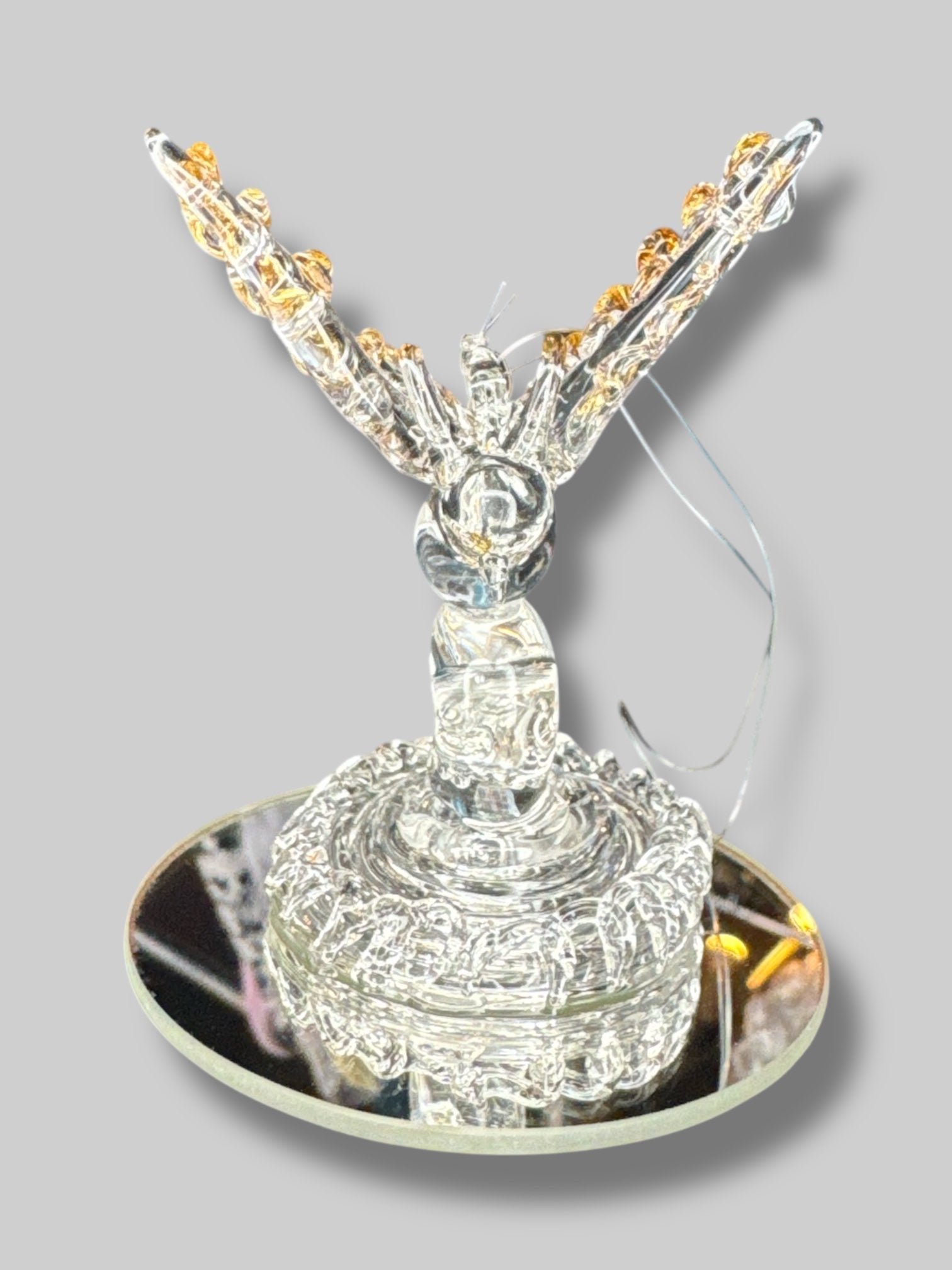 Spun glass butterfly ornament with 24 karat gold details