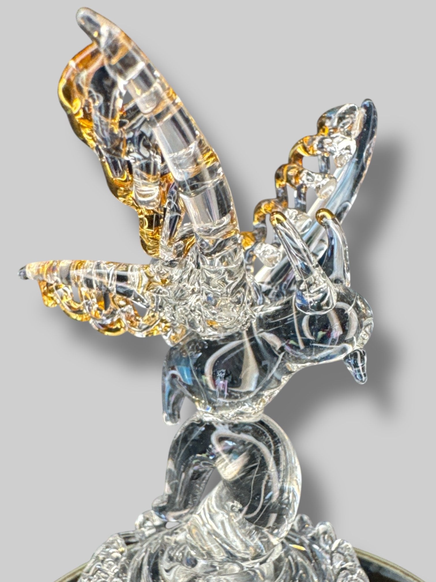 Spun glass butterfly ornament with 24 karat gold details