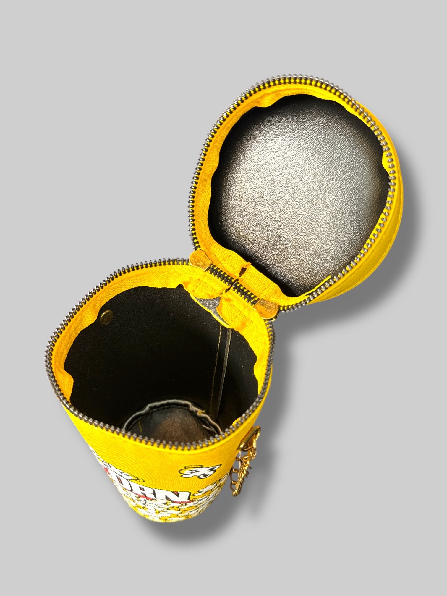 Yellow realistic popcorn bucket purse with detachable chain