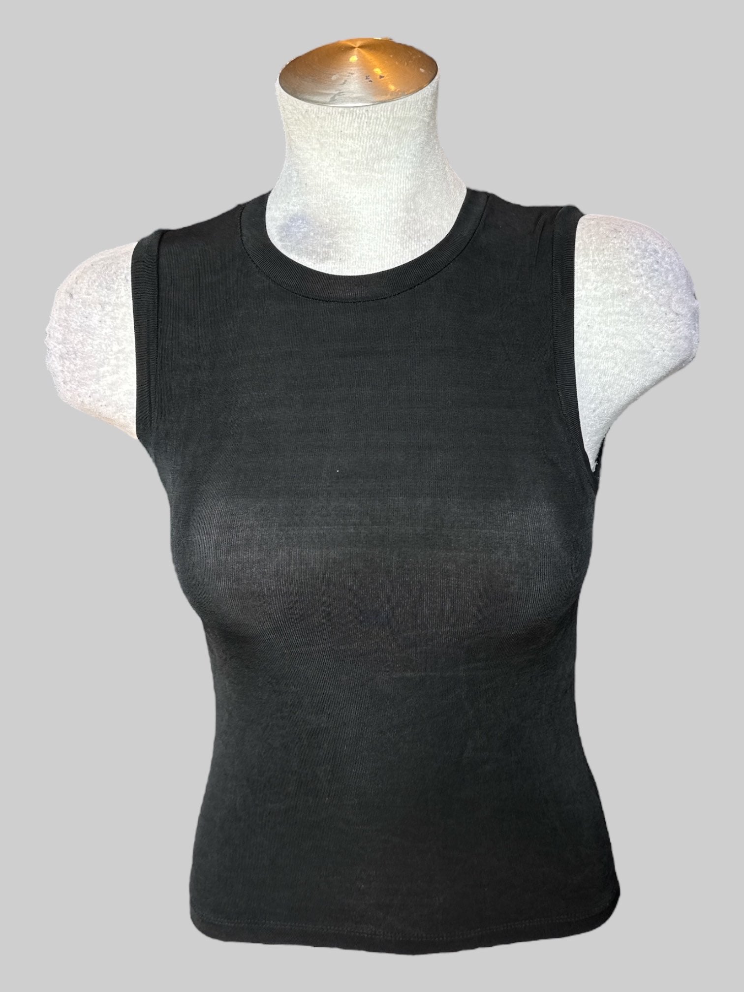 S Vintage black slinky texture sleeveless top