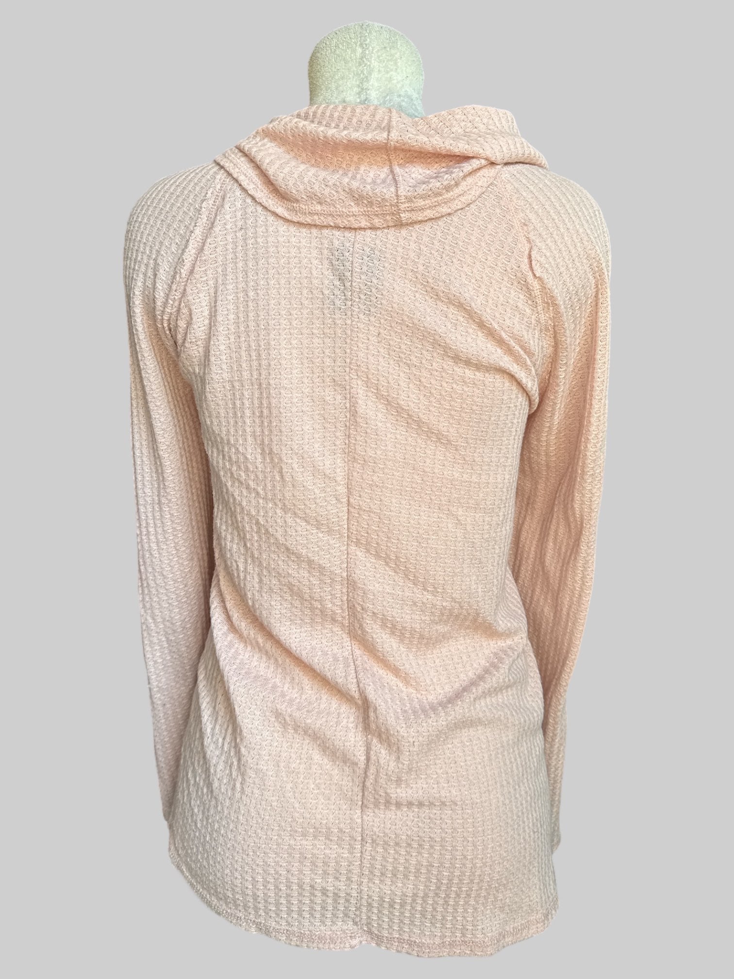 3X Light pink waffle knit turtleneck