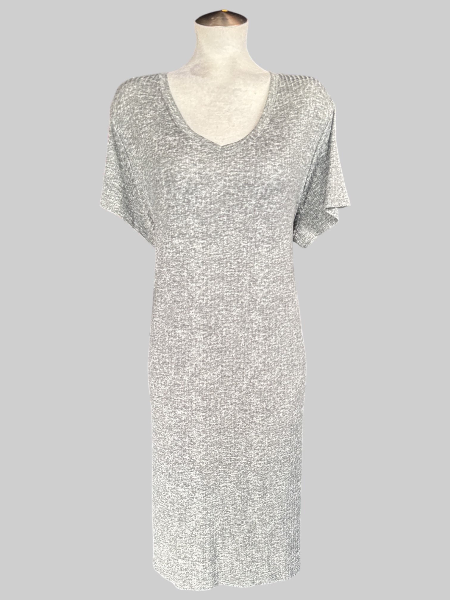 4X Heathered gray ribbed dress