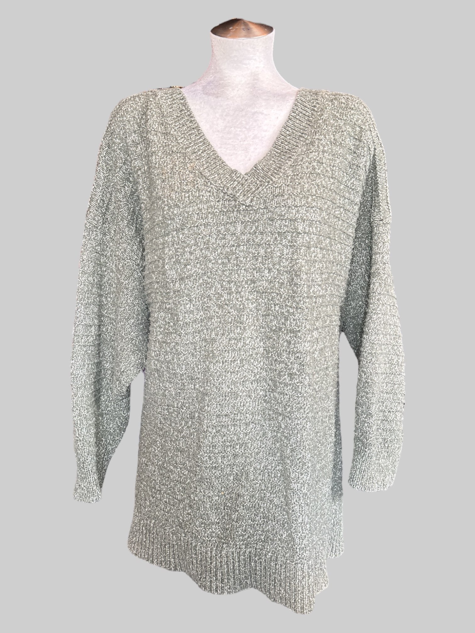 4X Green grey pullover knit sweater
