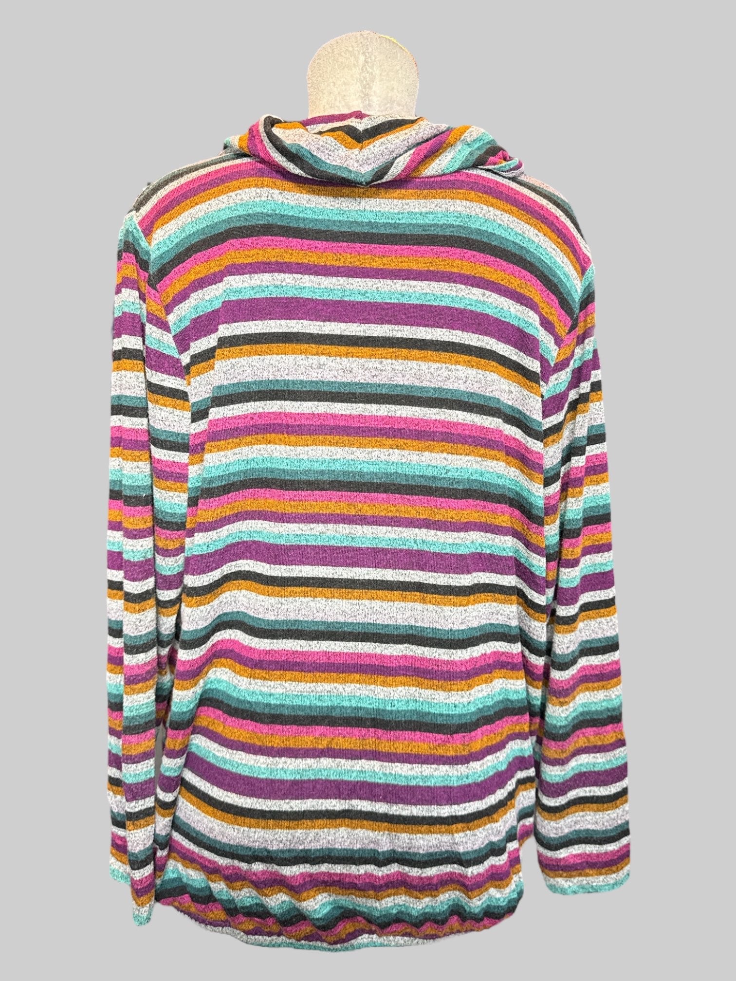 3X Multicolor striped sweater with turtleneck