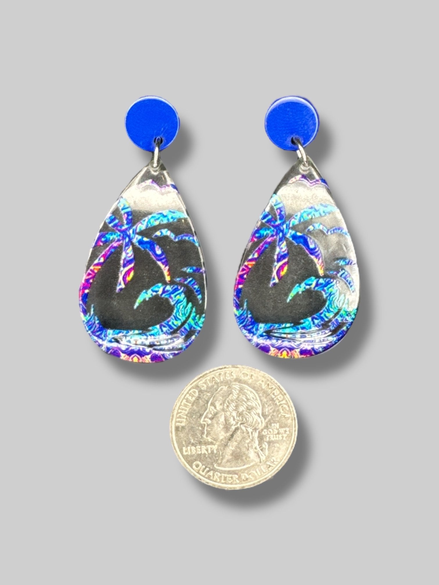 Clear tropical beach earrings