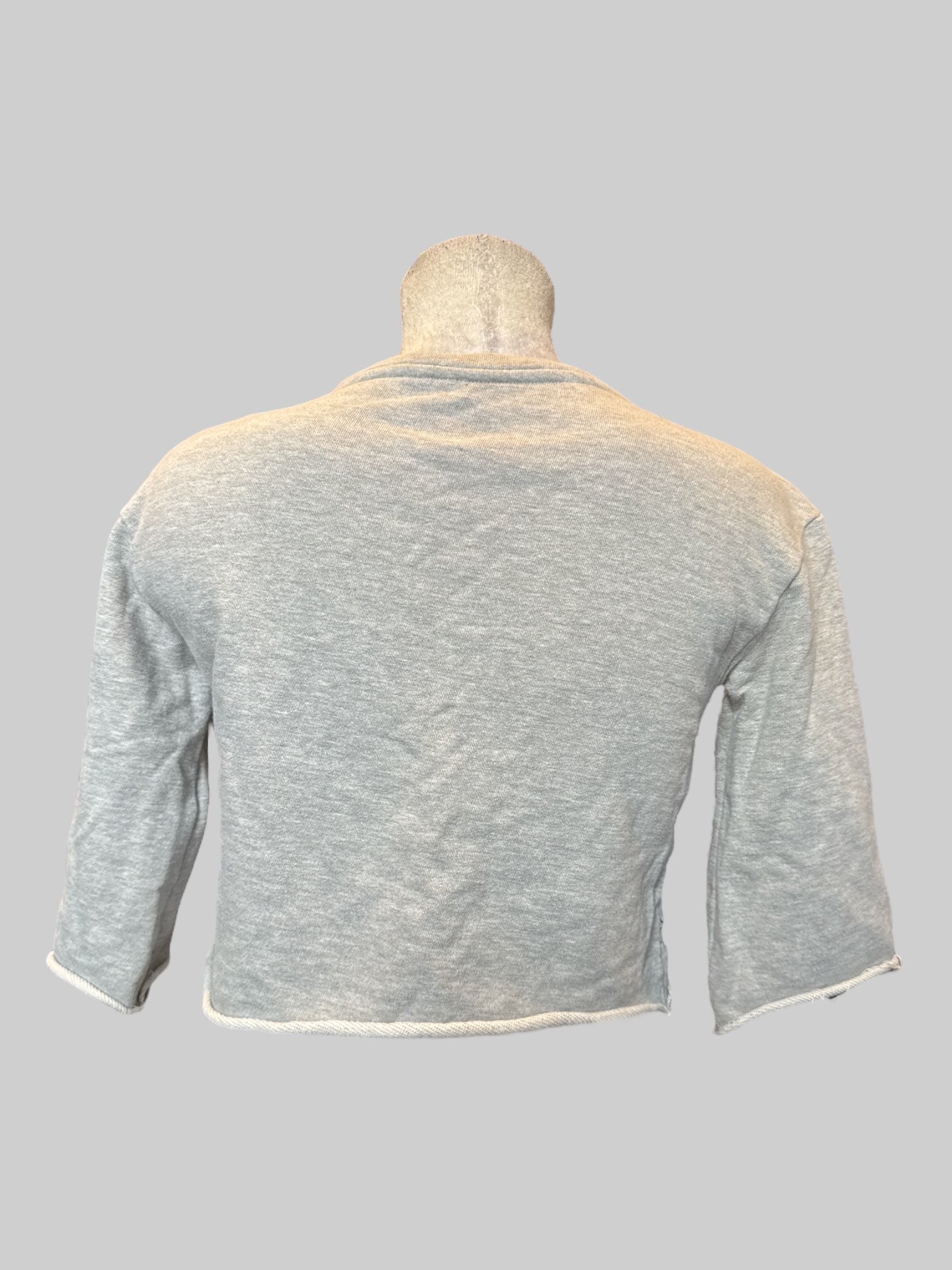 M Heathered grey cropped sweater with lady bug embroidery