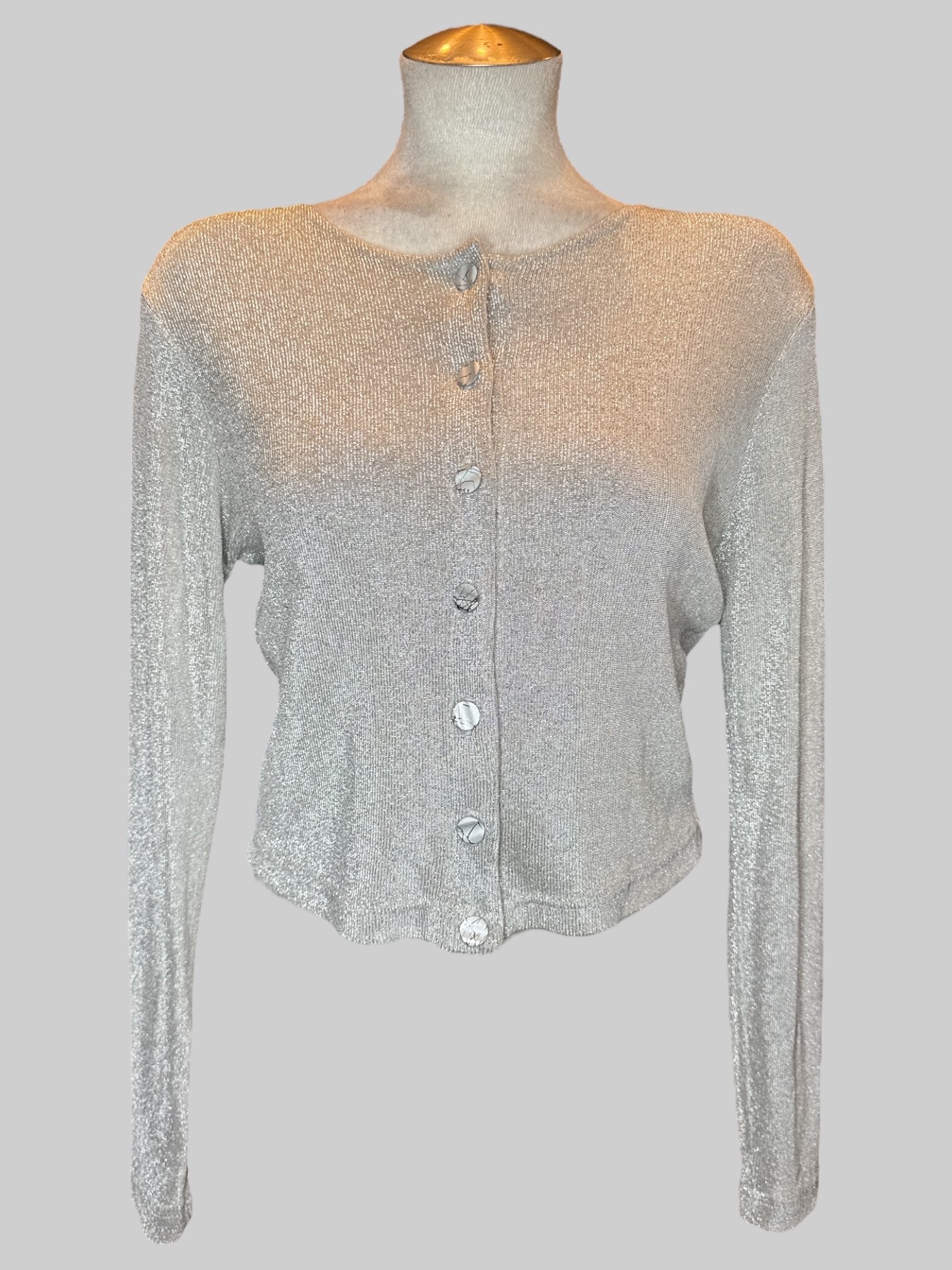 XL Vintage silver metallic button up cardigan