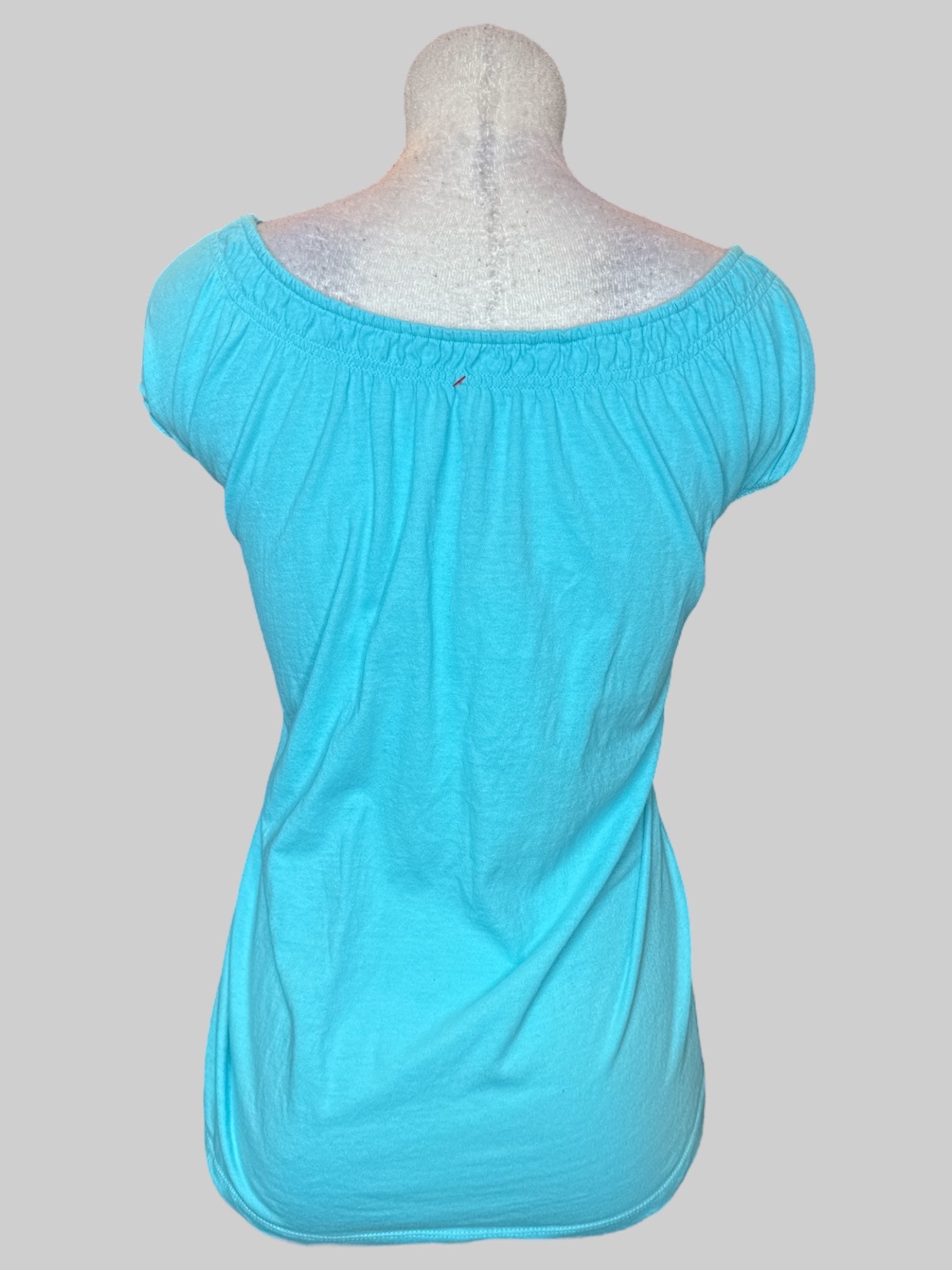 4X light blue top with shirred chest
