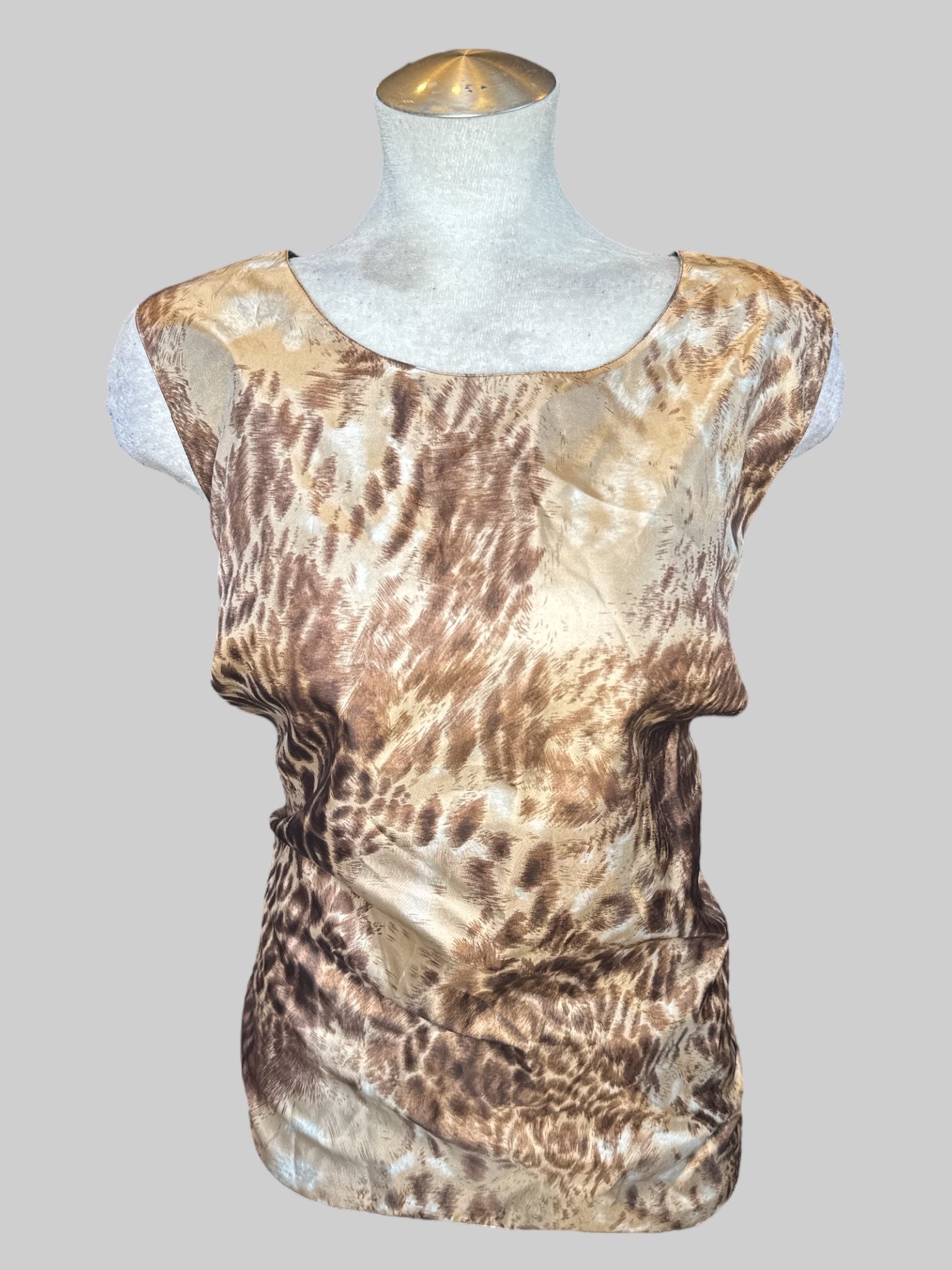2X Vintage cheetah print brown and tan sleeveless top