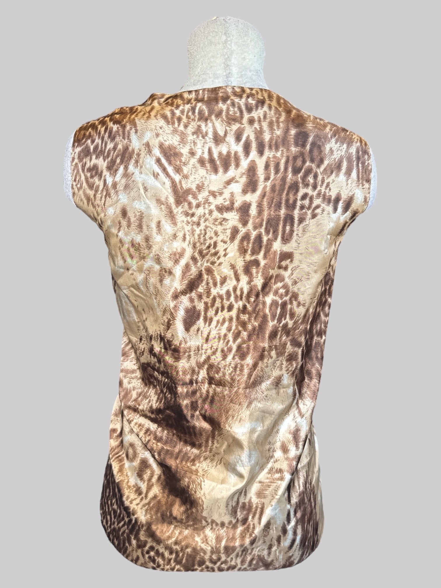 2X Vintage cheetah print brown and tan sleeveless top