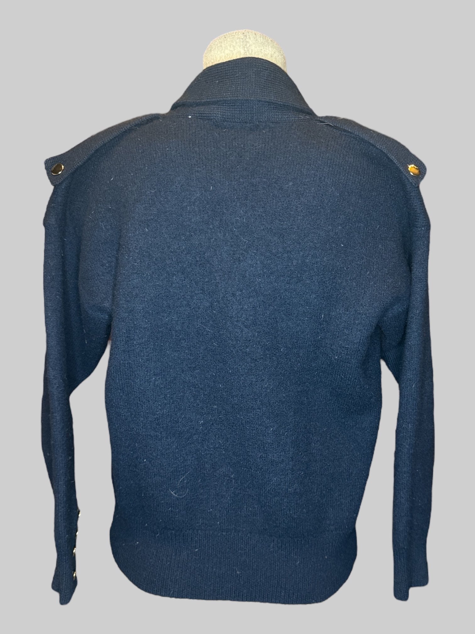 M Navy blue wool cardigan with gold color buttons
