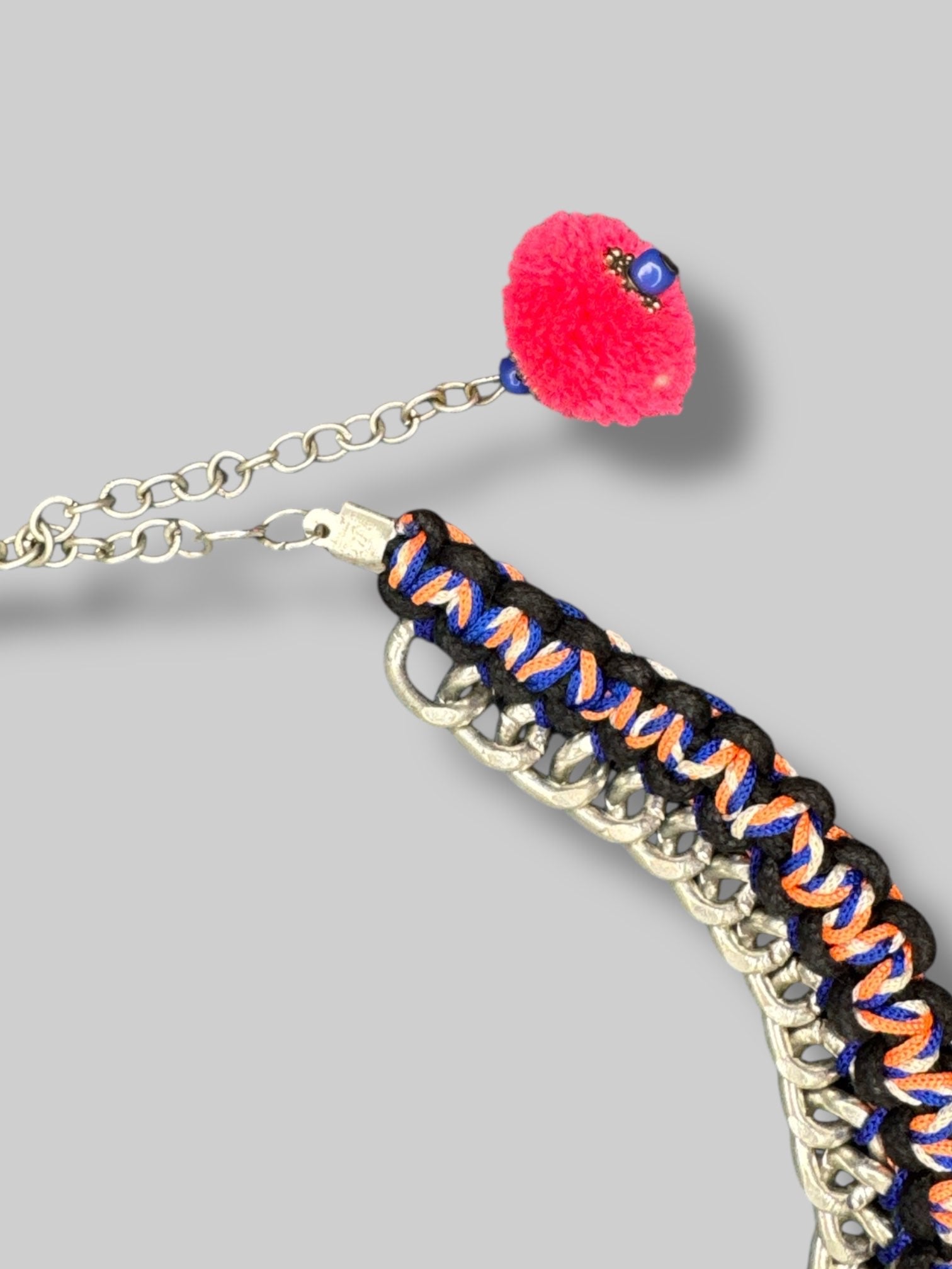 Big multicolor beaded Pom Pom necklace