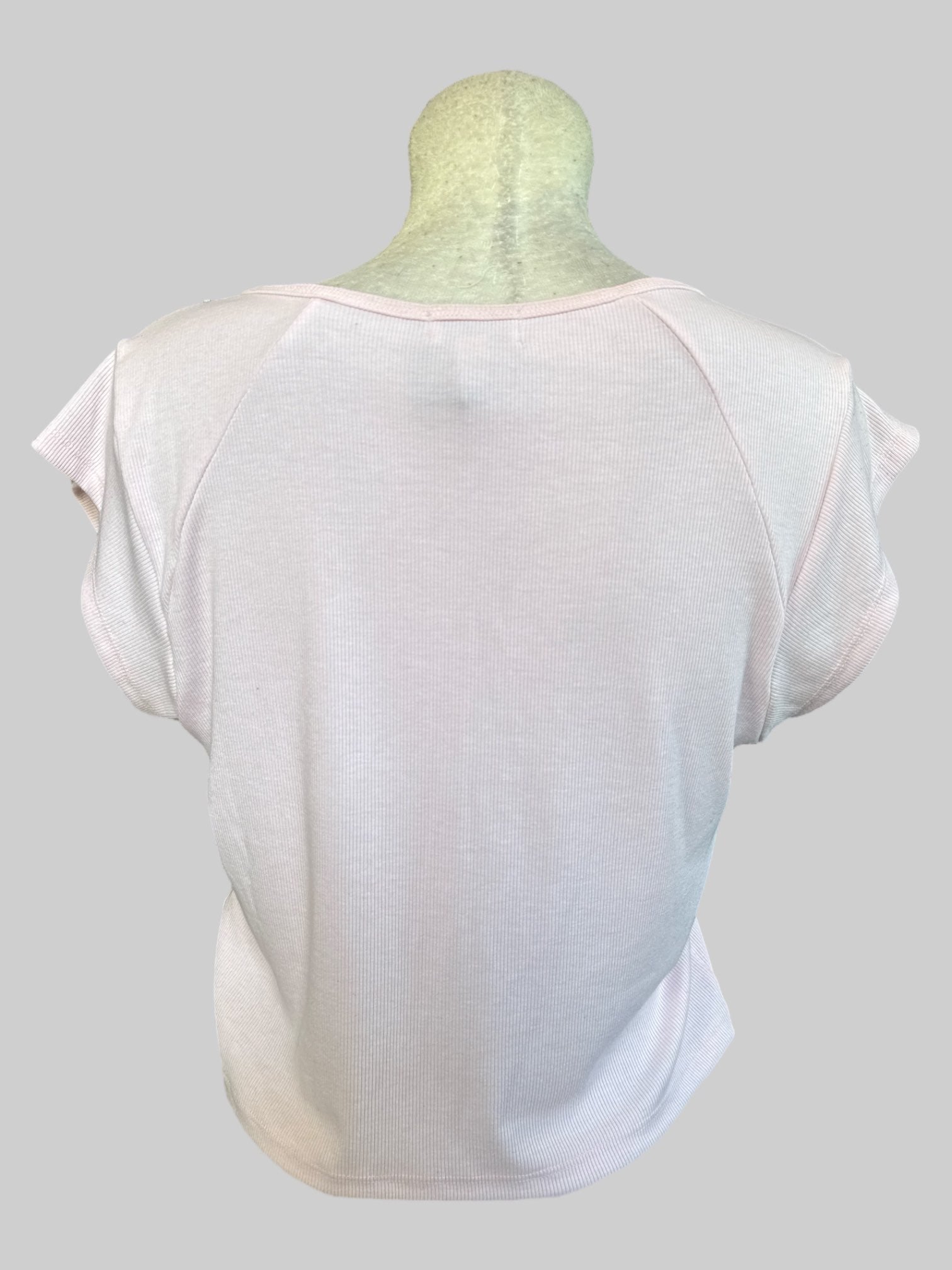 3X True Religion brand light pink ribbed t shirt