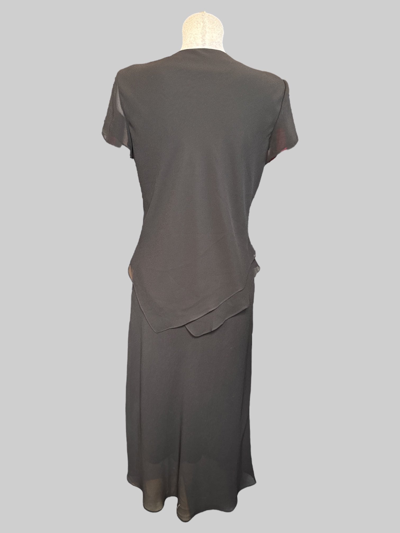 XL Vintage black formal dress with embroidery and beading