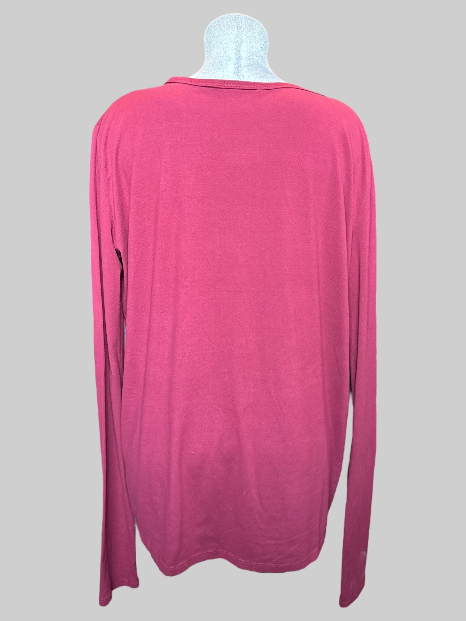 3X dark red soft long sleeve v neck