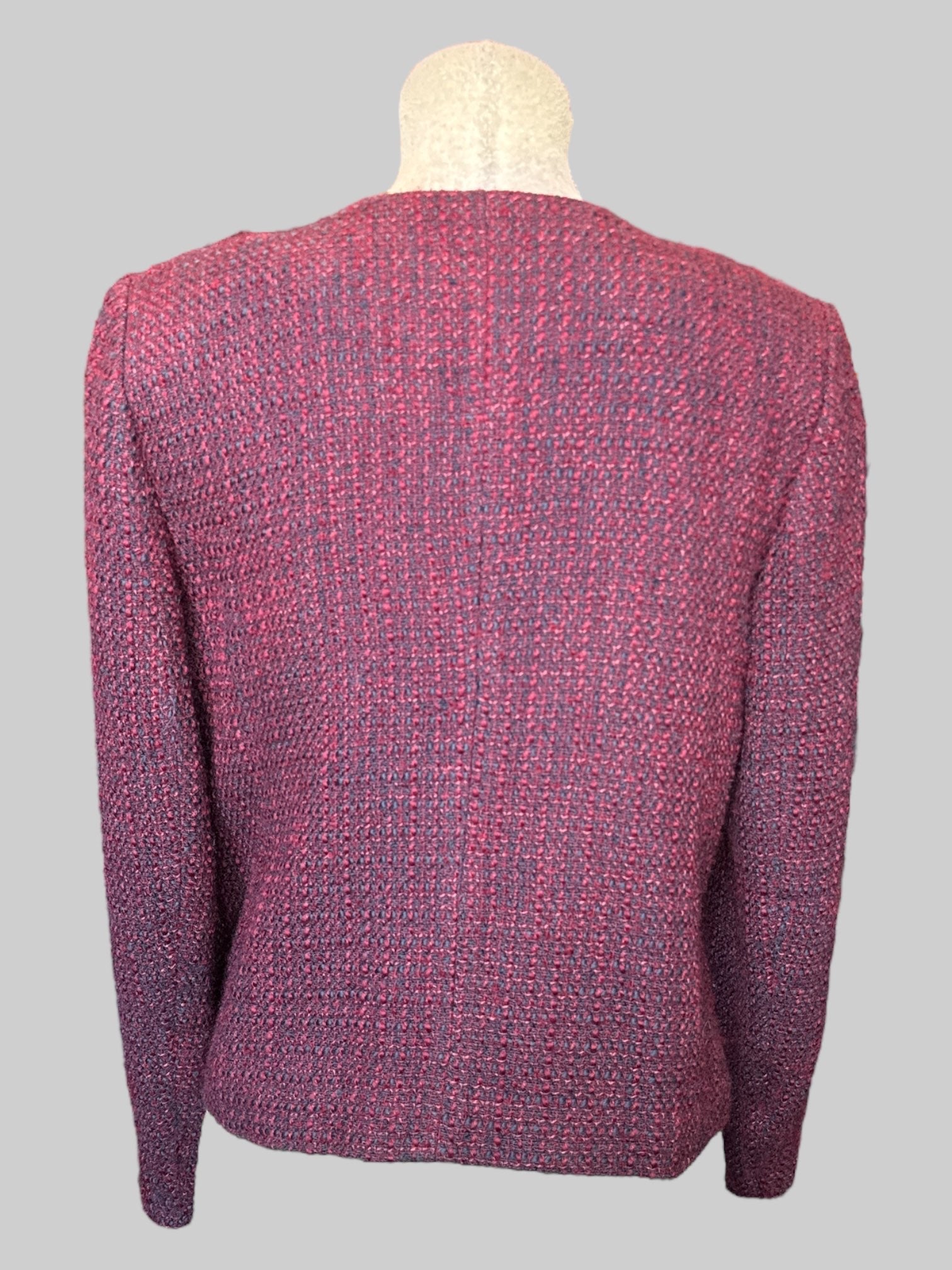 L red and blue wool zipper blazer