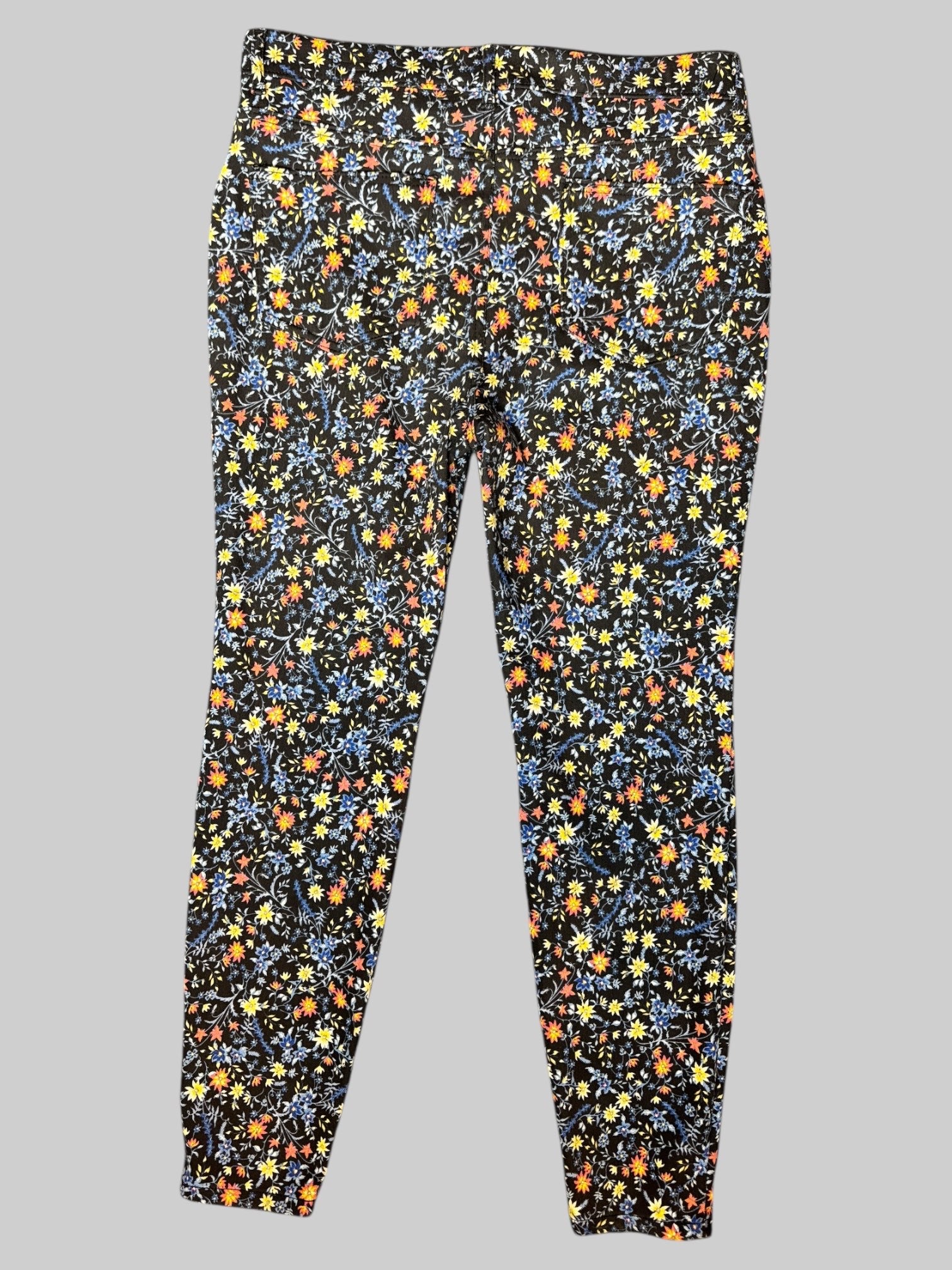XL blue jeggings with multicolor florals
