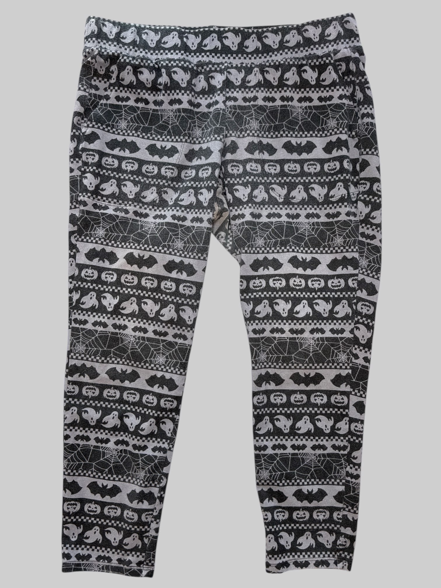 L Black and grey leggings with spooky graphics