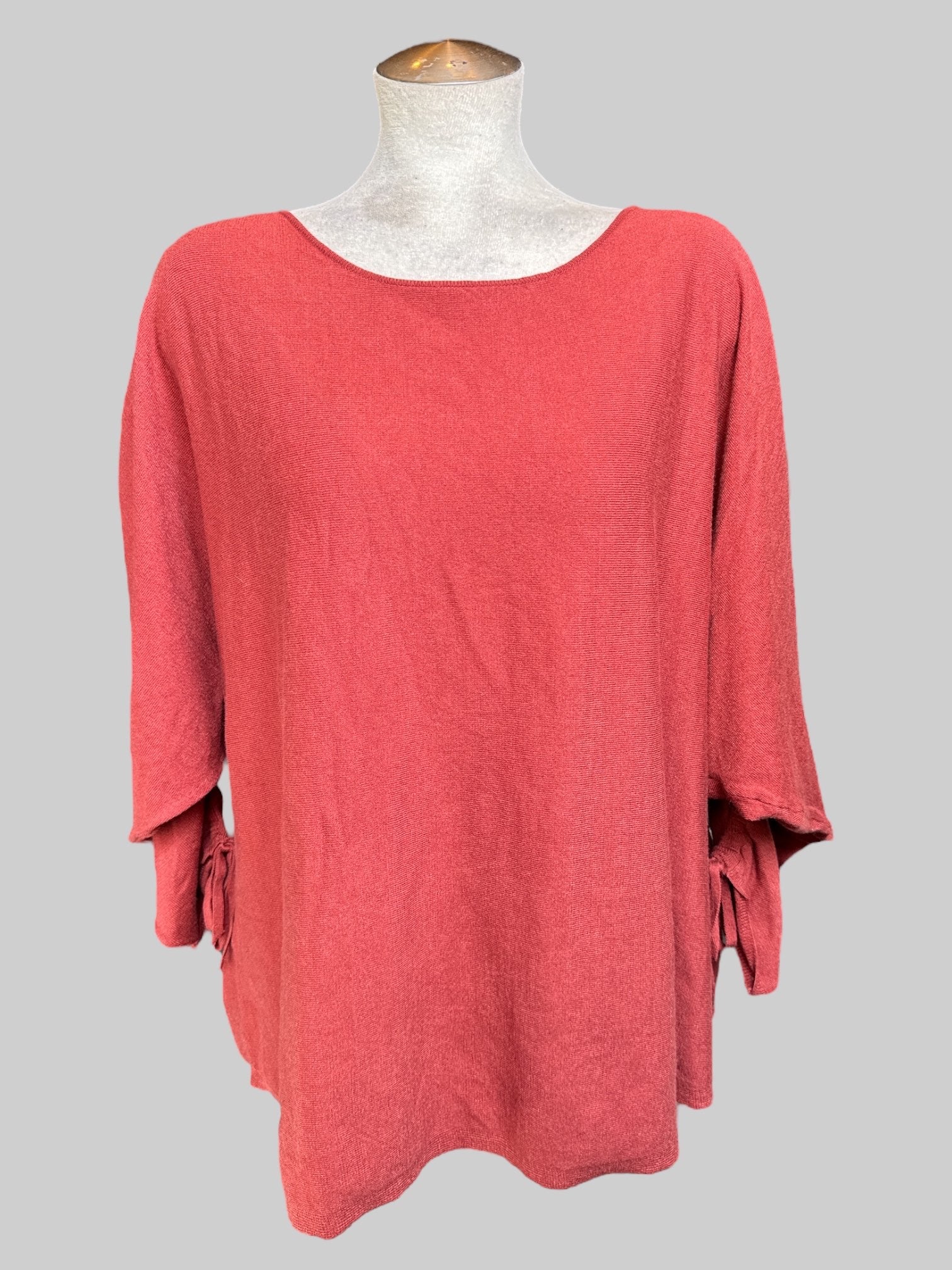 4X NWT Orange sweater top with drawstring sleeves with ties