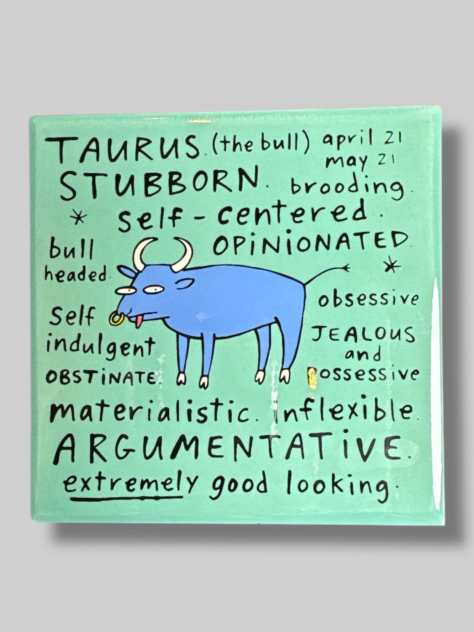 Turquoise Taurus zodiac tile