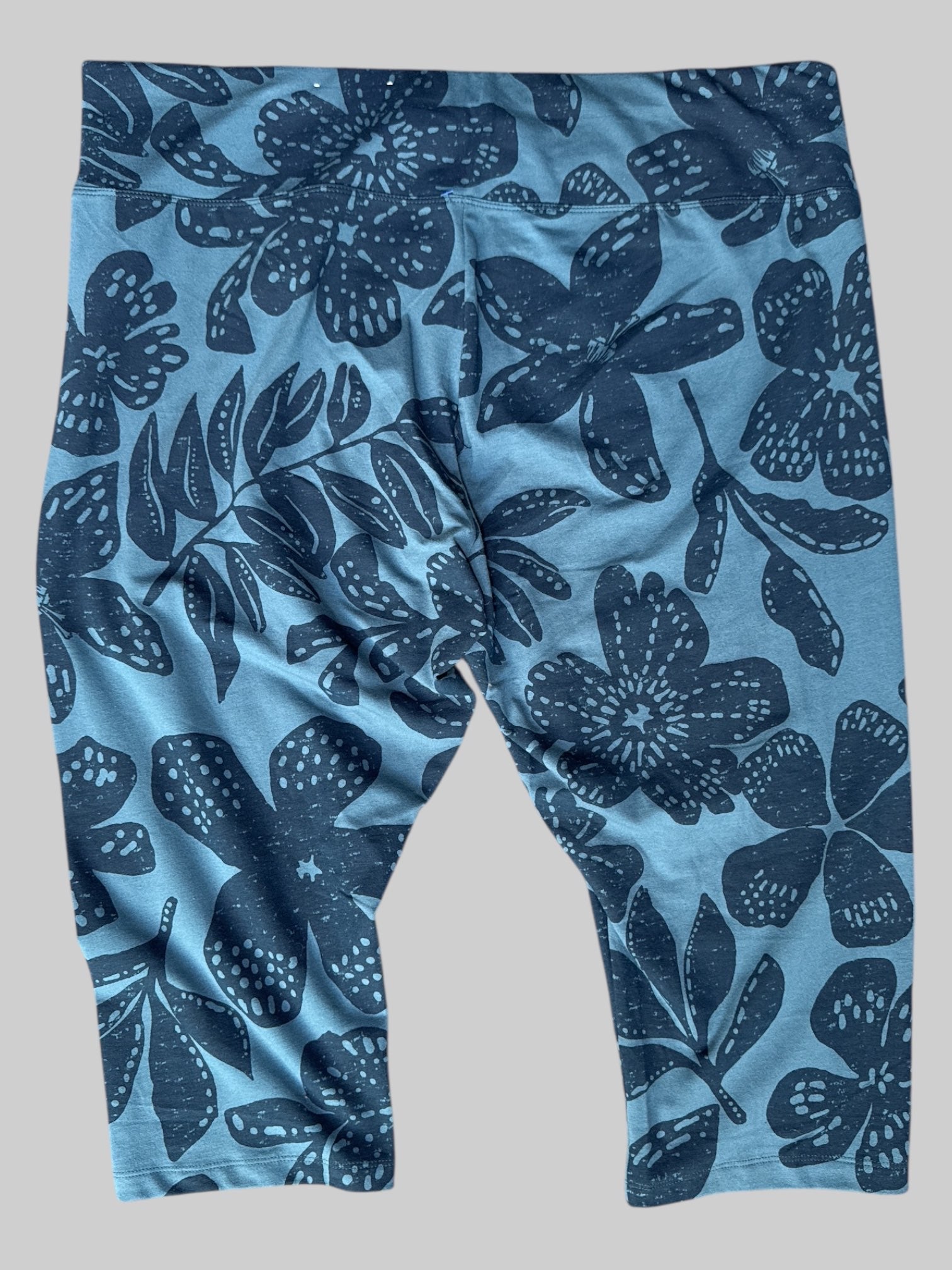 2X Blue botanical print short leggings