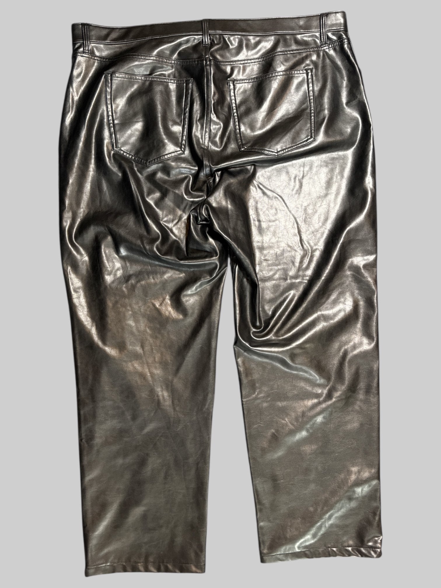 2X black pleather 90’s relaxed jean ultra high rise pants