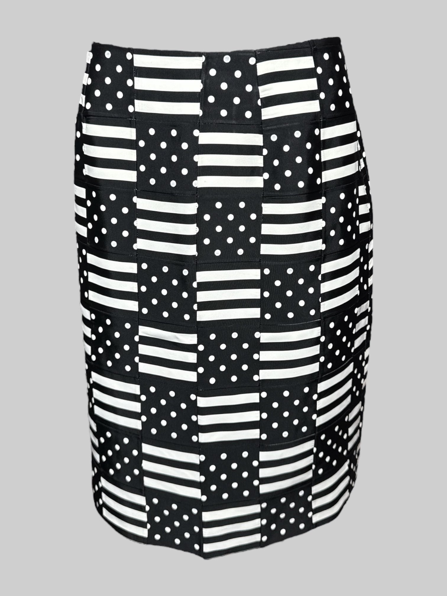 M vintage black and white striped and polka dot skirt