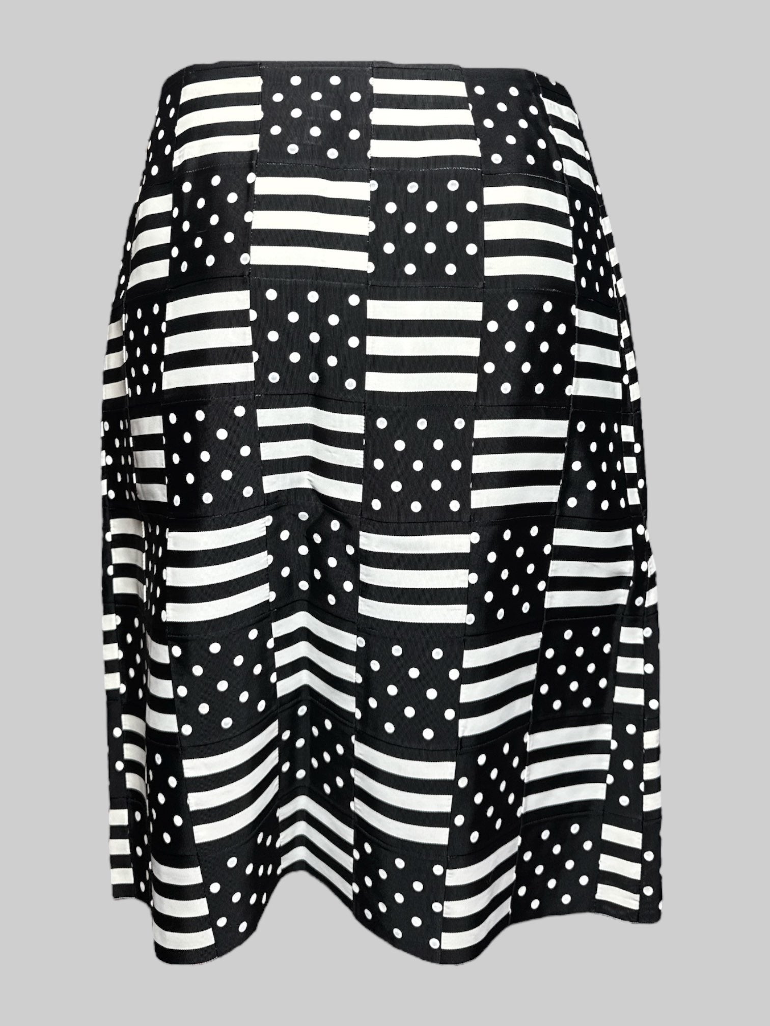 M vintage black and white striped and polka dot skirt