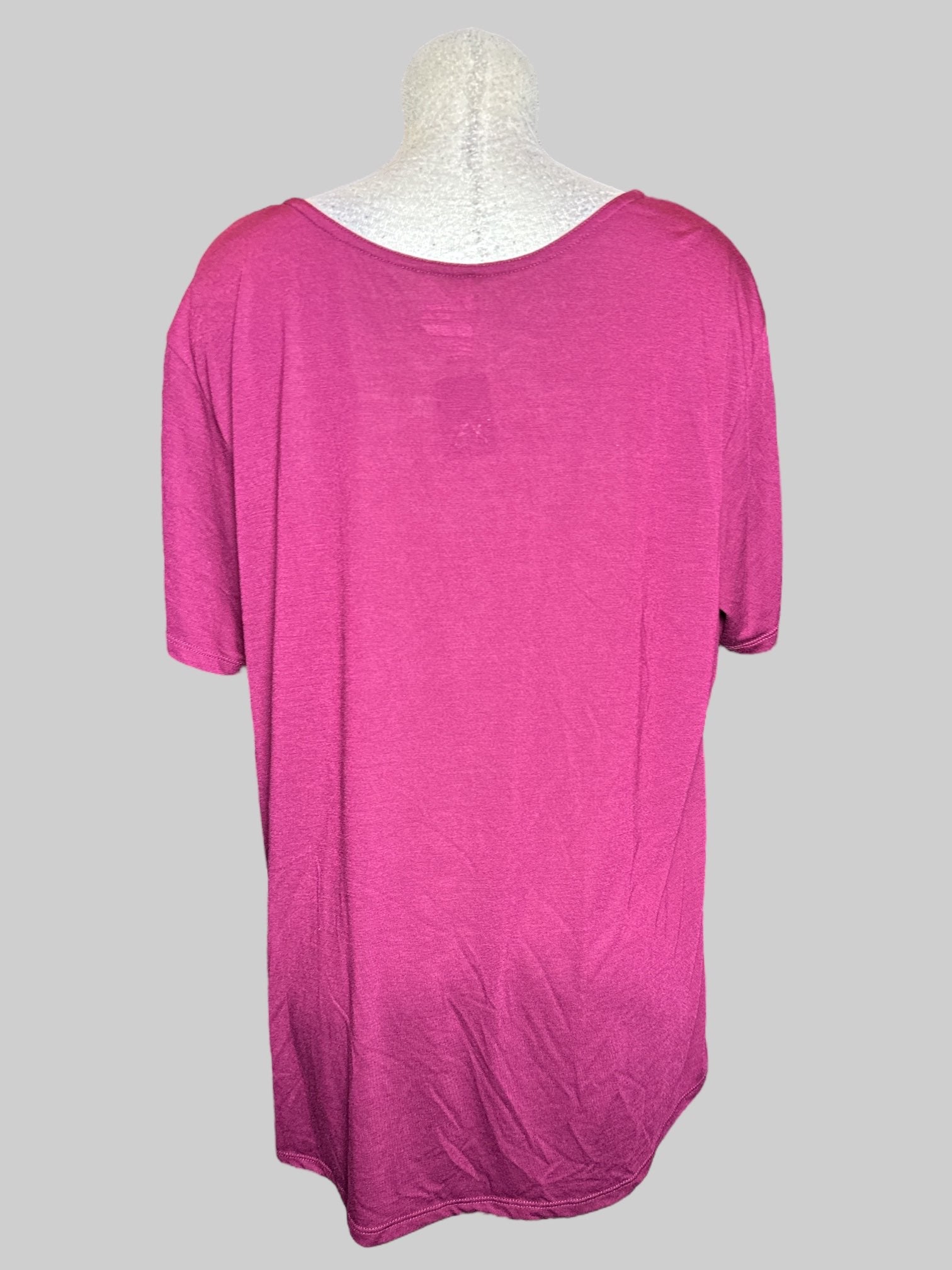 3X burgundy short sleeve athletic top with tie on side