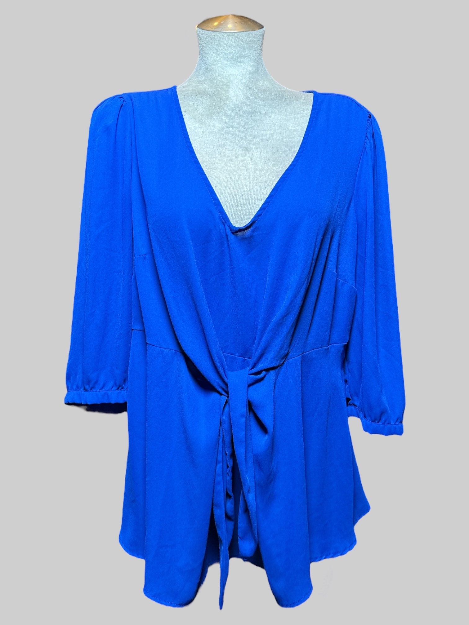 2X Torrid royal blue sheer top with tie