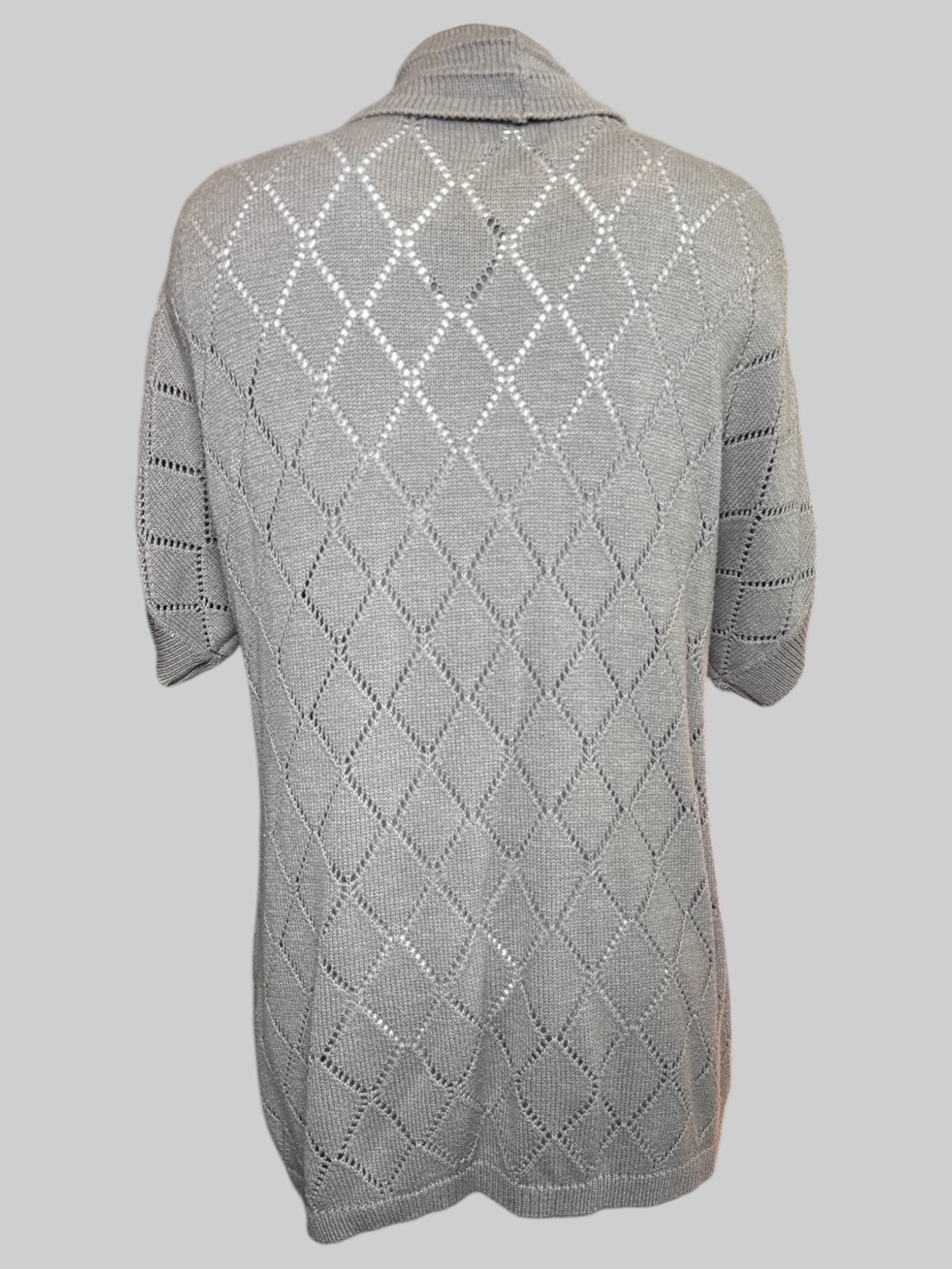 1X gray short sleeve knit sweater