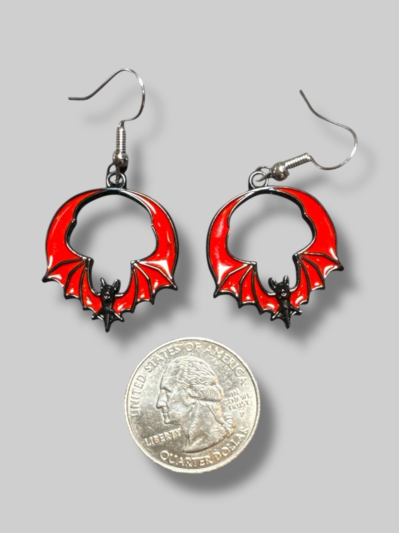 Red and black bat earrings