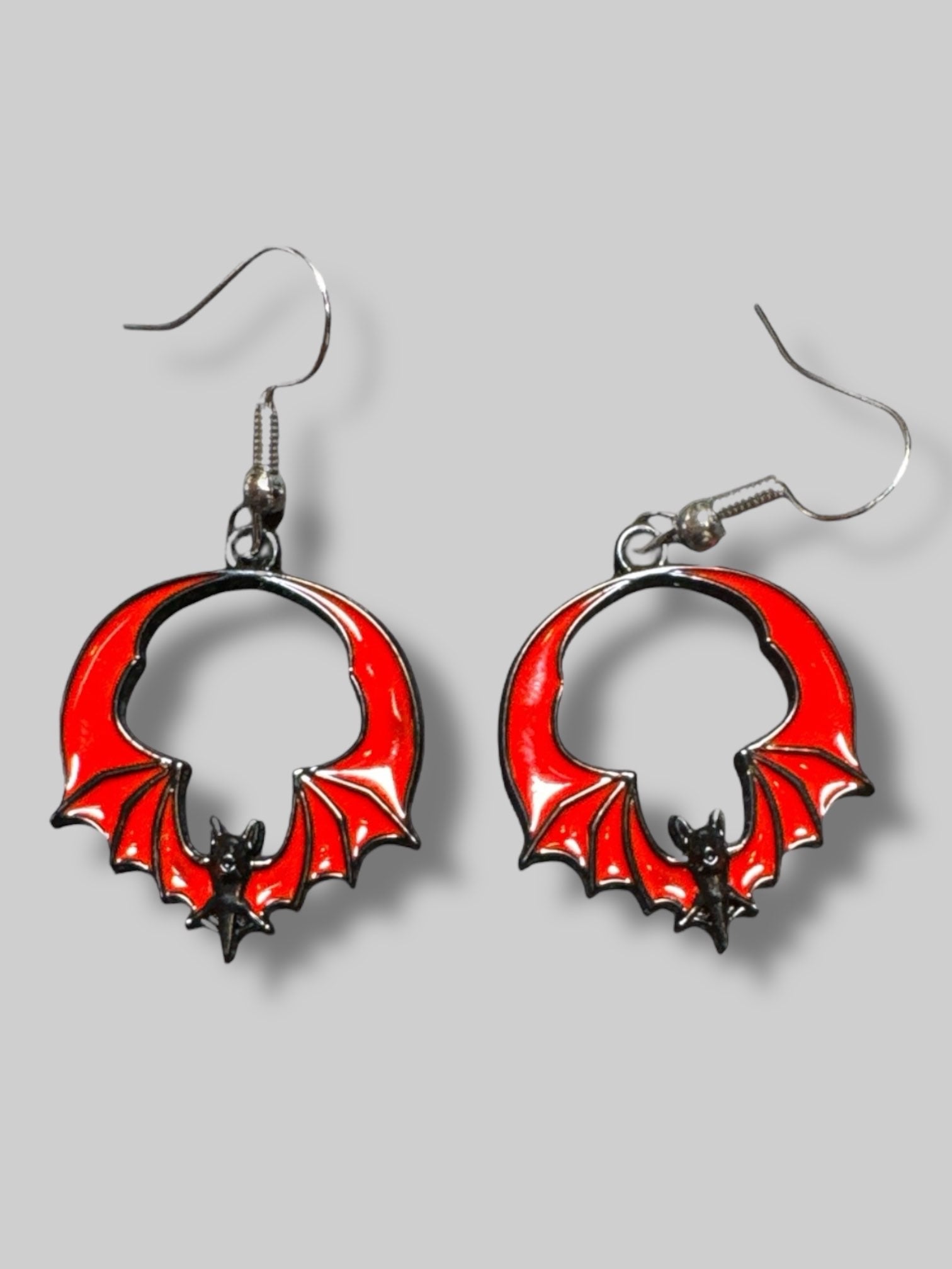 Red and black bat earrings